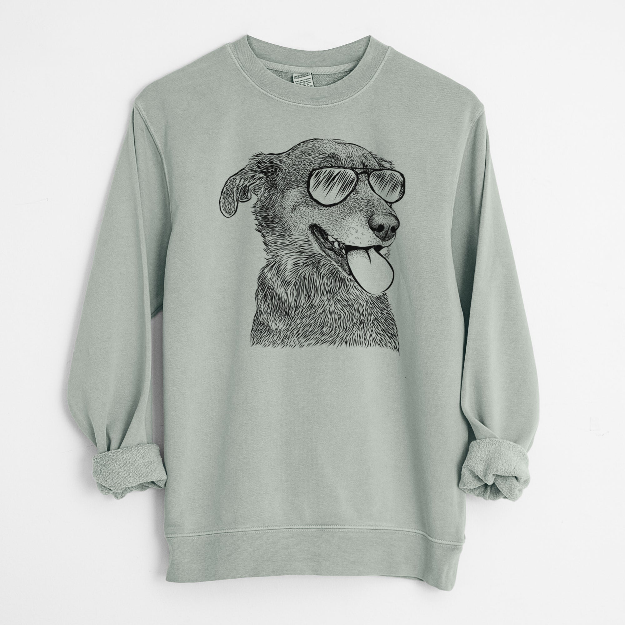 Aviator Daisy the Australian Shepherd Mix - Unisex Pigment Dyed Crew Sweatshirt