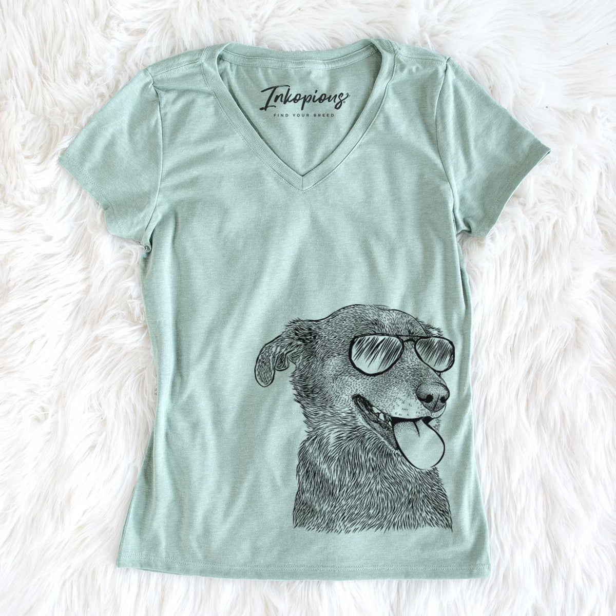 Aviator Daisy the Australian Shepherd Mix - Women's V-neck Shirt