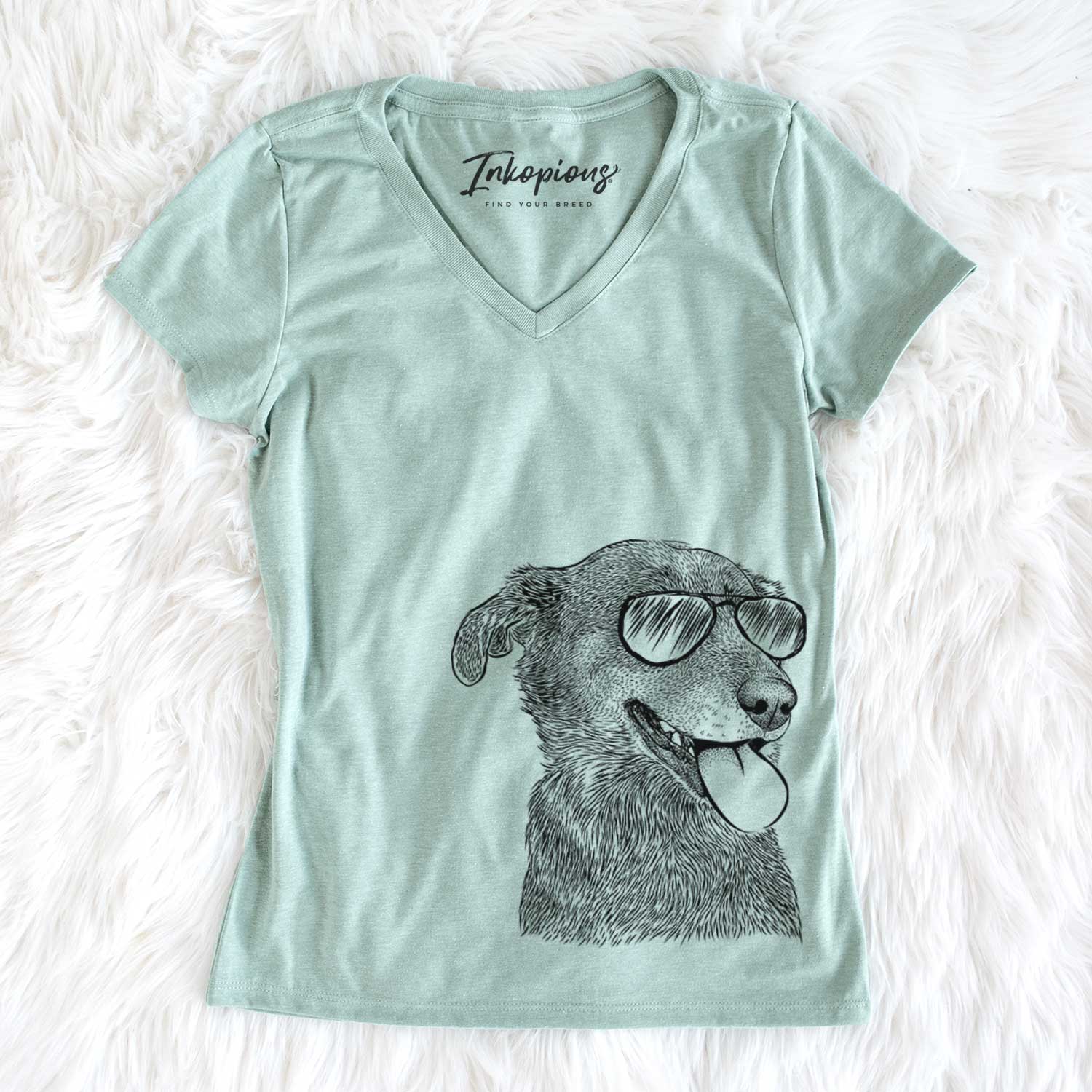 Aviator Daisy the Australian Shepherd Mix - Women's V-neck Shirt
