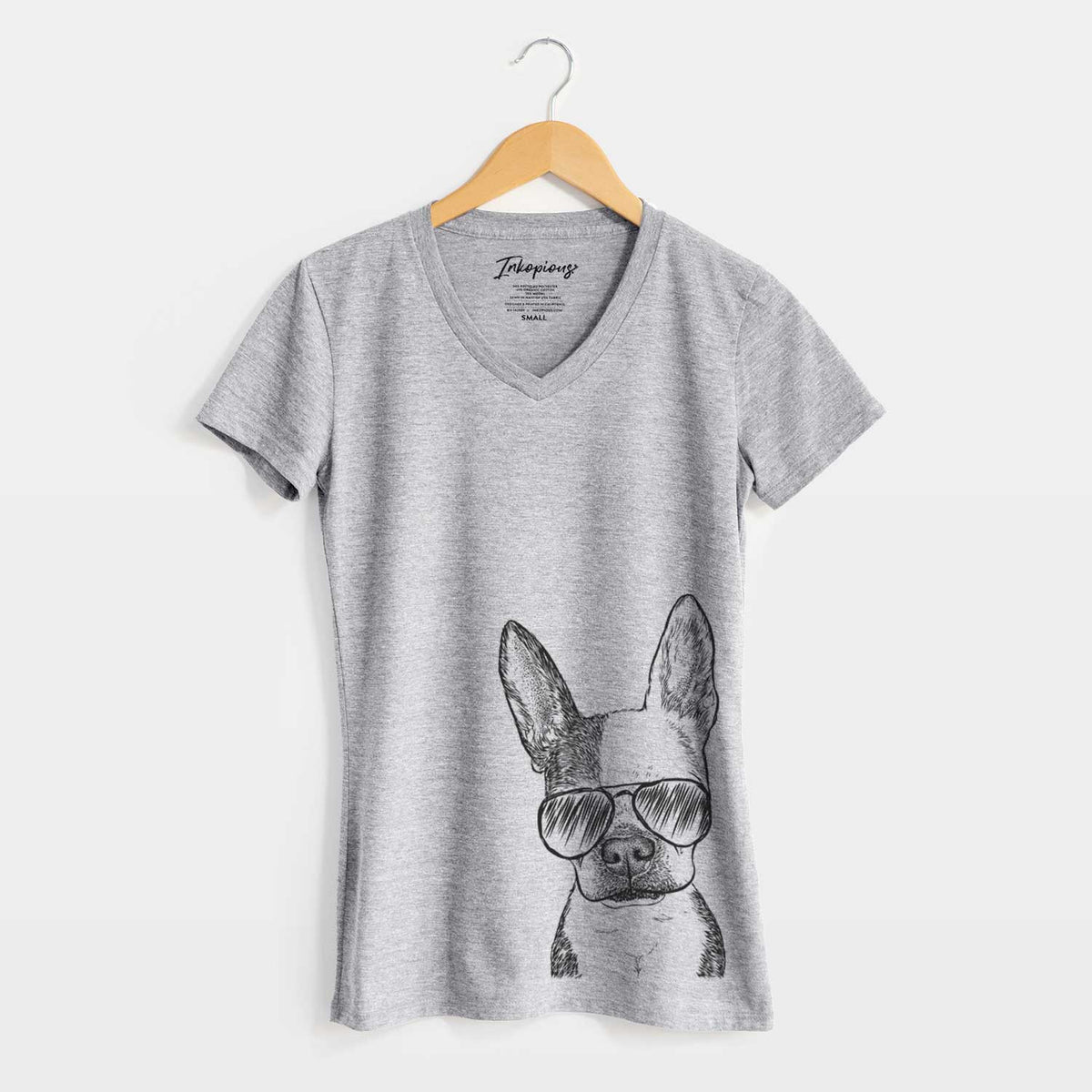 Aviator Daisy the Boston Terrier - Women&#39;s V-neck Shirt