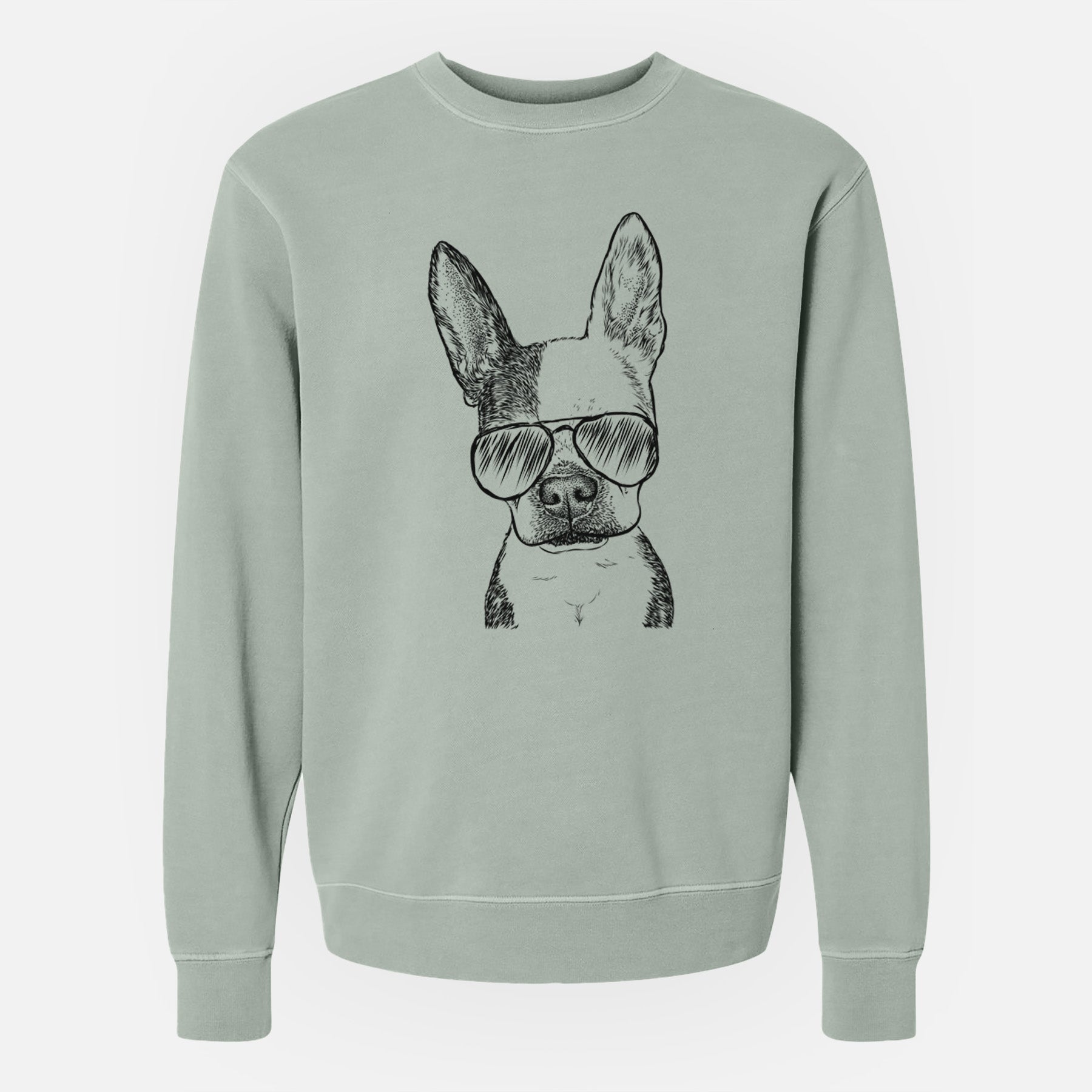 Aviator Daisy the Boston Terrier - Unisex Pigment Dyed Crew Sweatshirt