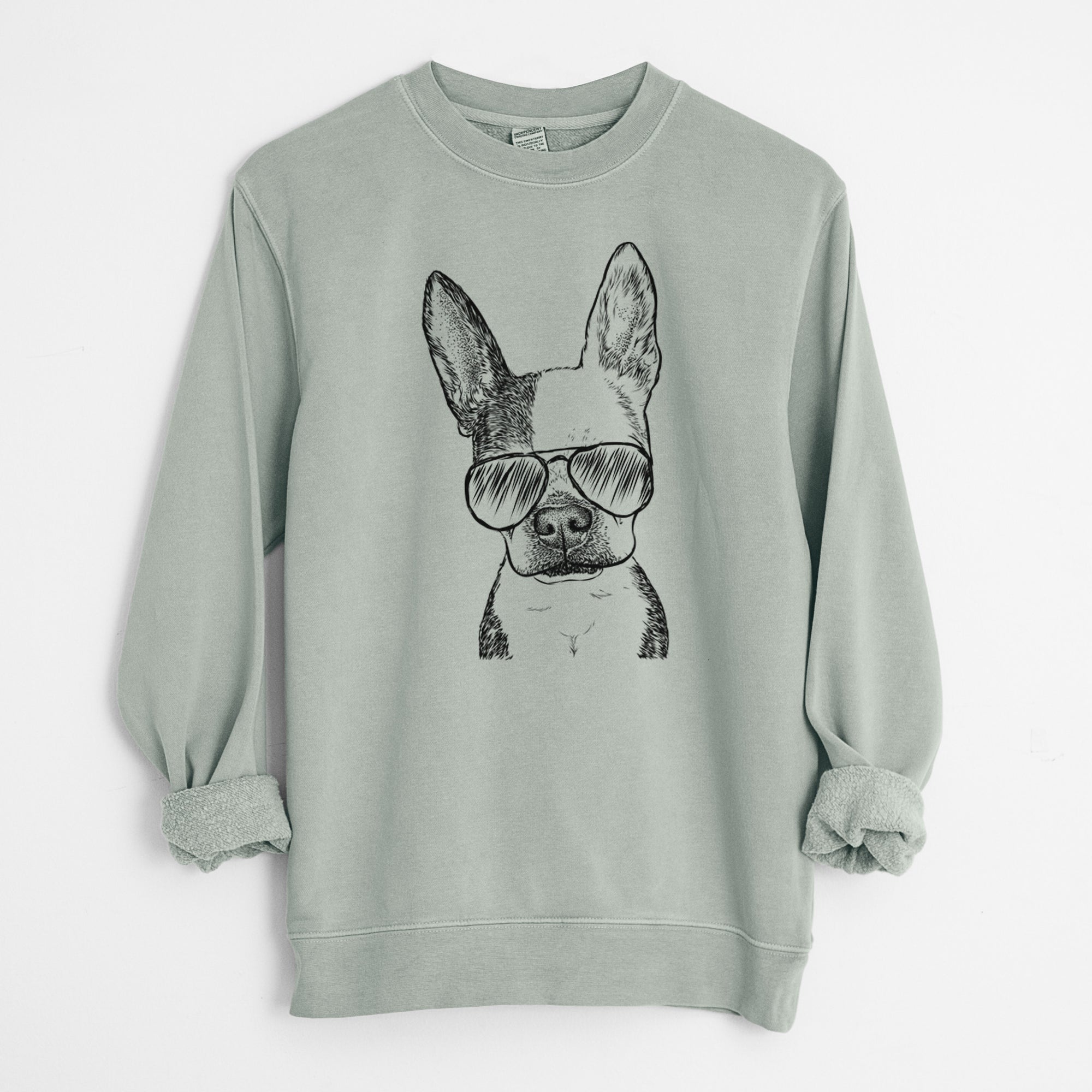 Aviator Daisy the Boston Terrier - Unisex Pigment Dyed Crew Sweatshirt