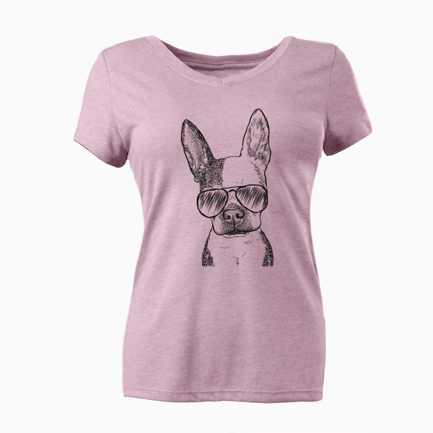 Aviator Daisy the Boston Terrier - Women's V-neck Shirt