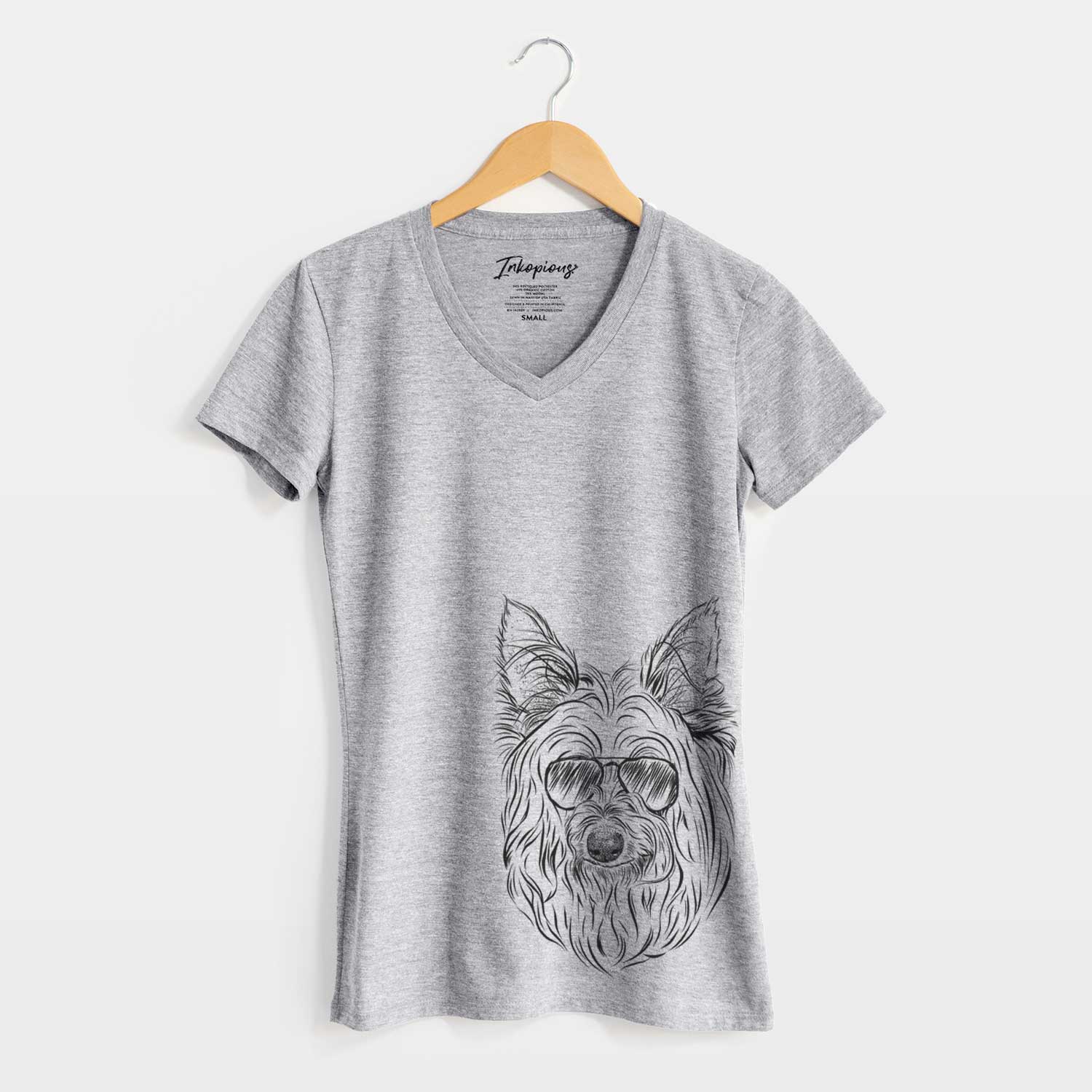 Aviator Daisy May the Silky Terrier - Women's V-neck Shirt