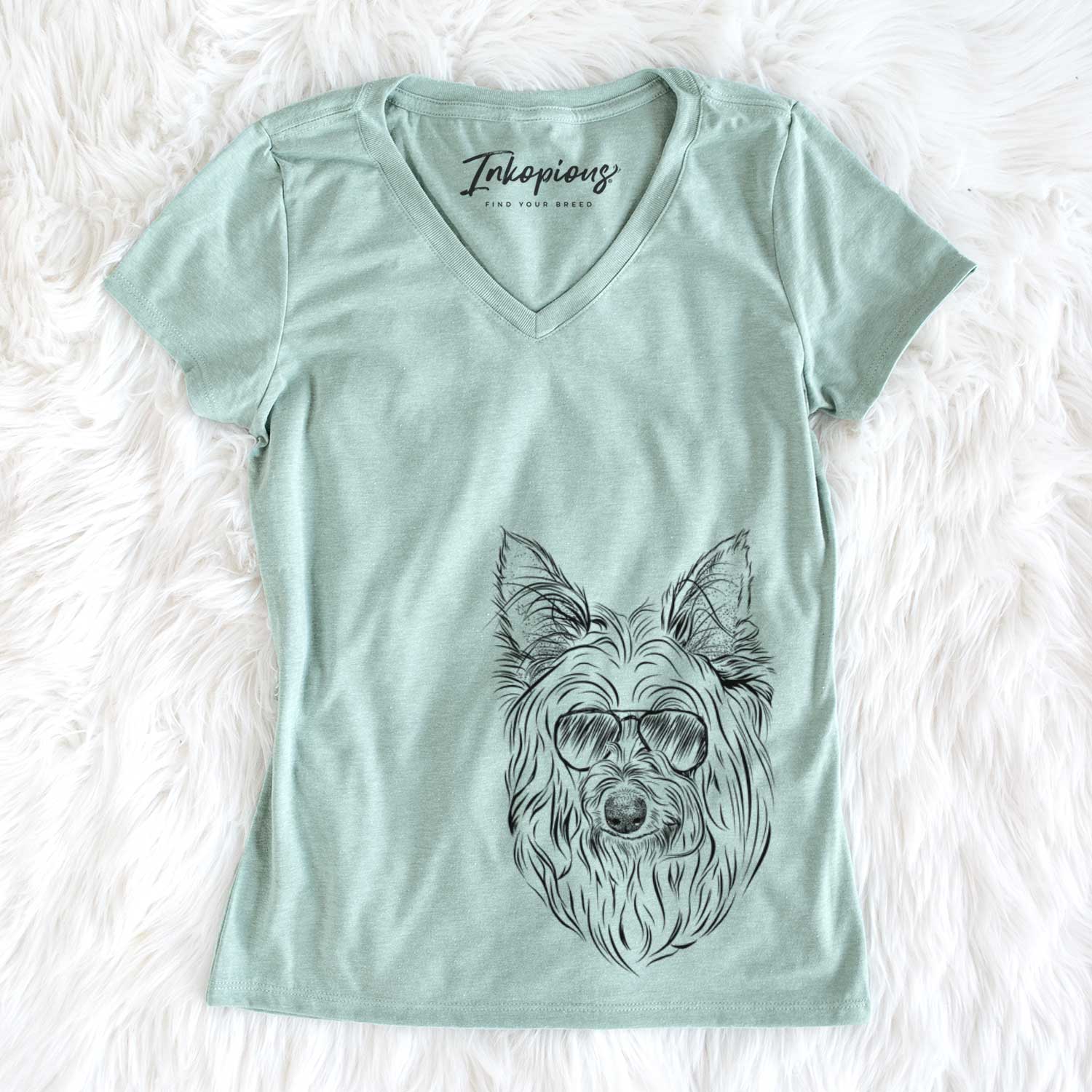 Aviator Daisy May the Silky Terrier - Women's V-neck Shirt