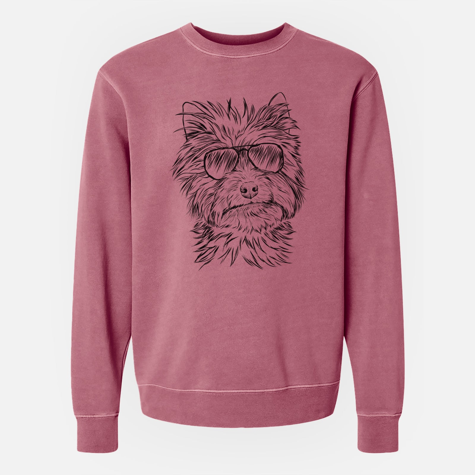 Aviator Dakota the Yorkshire Terrier - Unisex Pigment Dyed Crew Sweatshirt