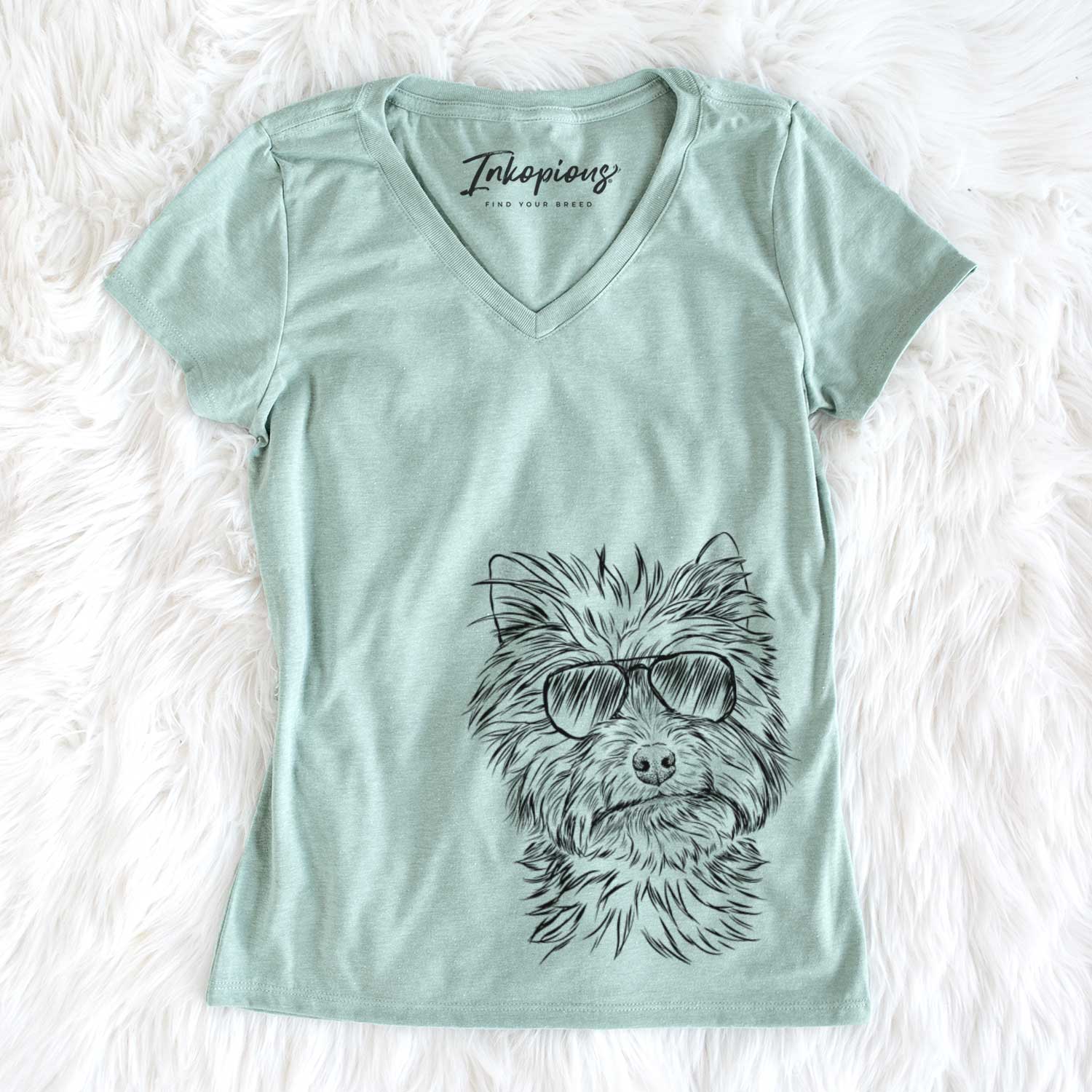 Aviator Dakota the Yorkshire Terrier - Women's V-neck Shirt