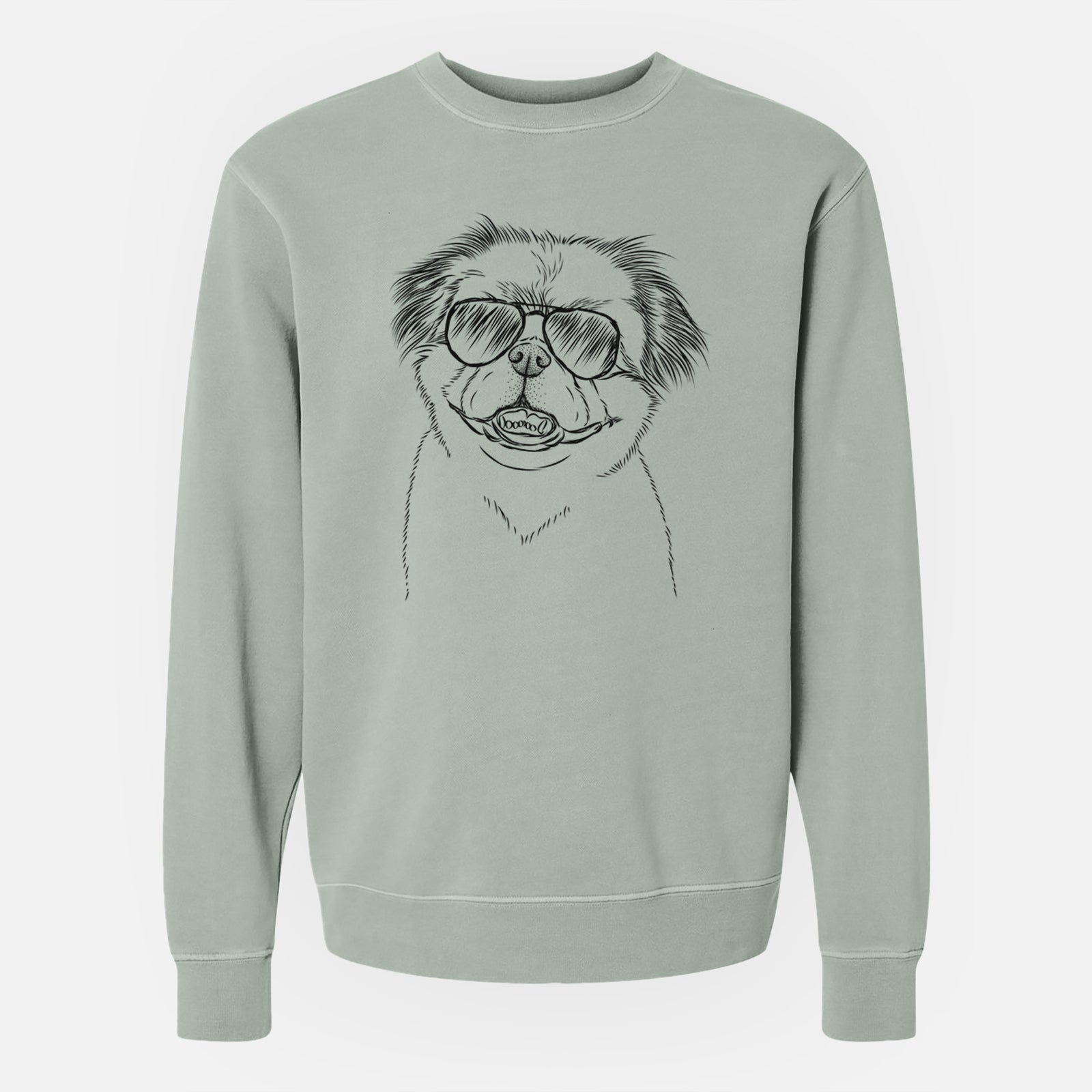 Aviator Danny the Pekingese - Unisex Pigment Dyed Crew Sweatshirt