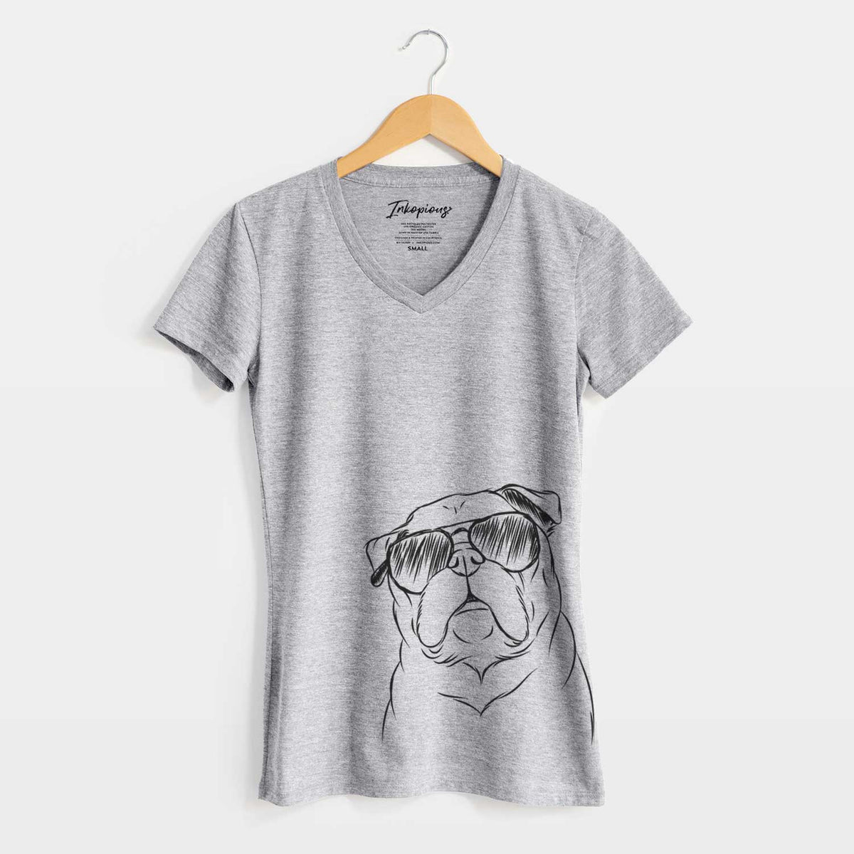 Aviator Darling Chloe the Pug - Women's V-neck Shirt