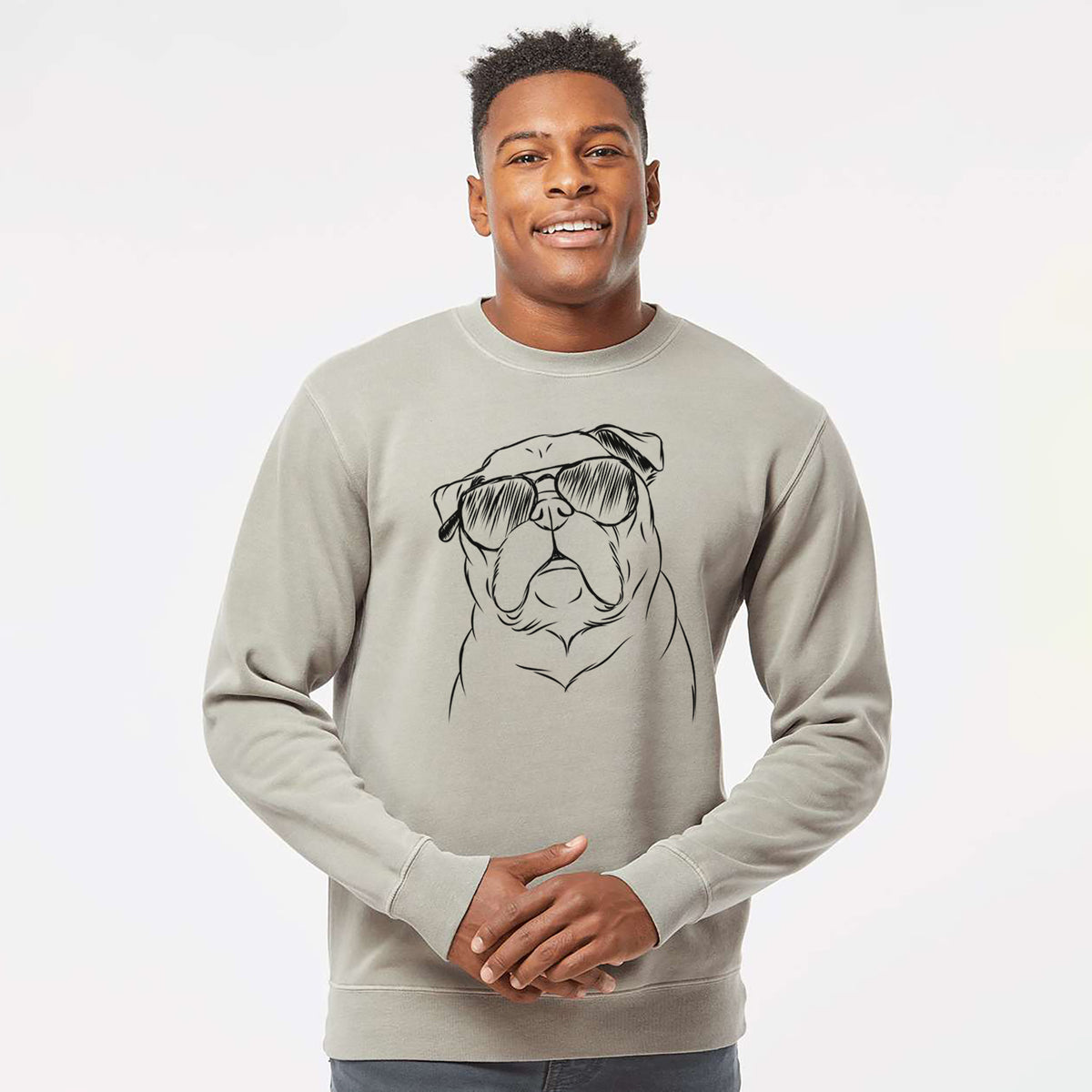 Aviator Darling Chloe the Pug - Unisex Pigment Dyed Crew Sweatshirt