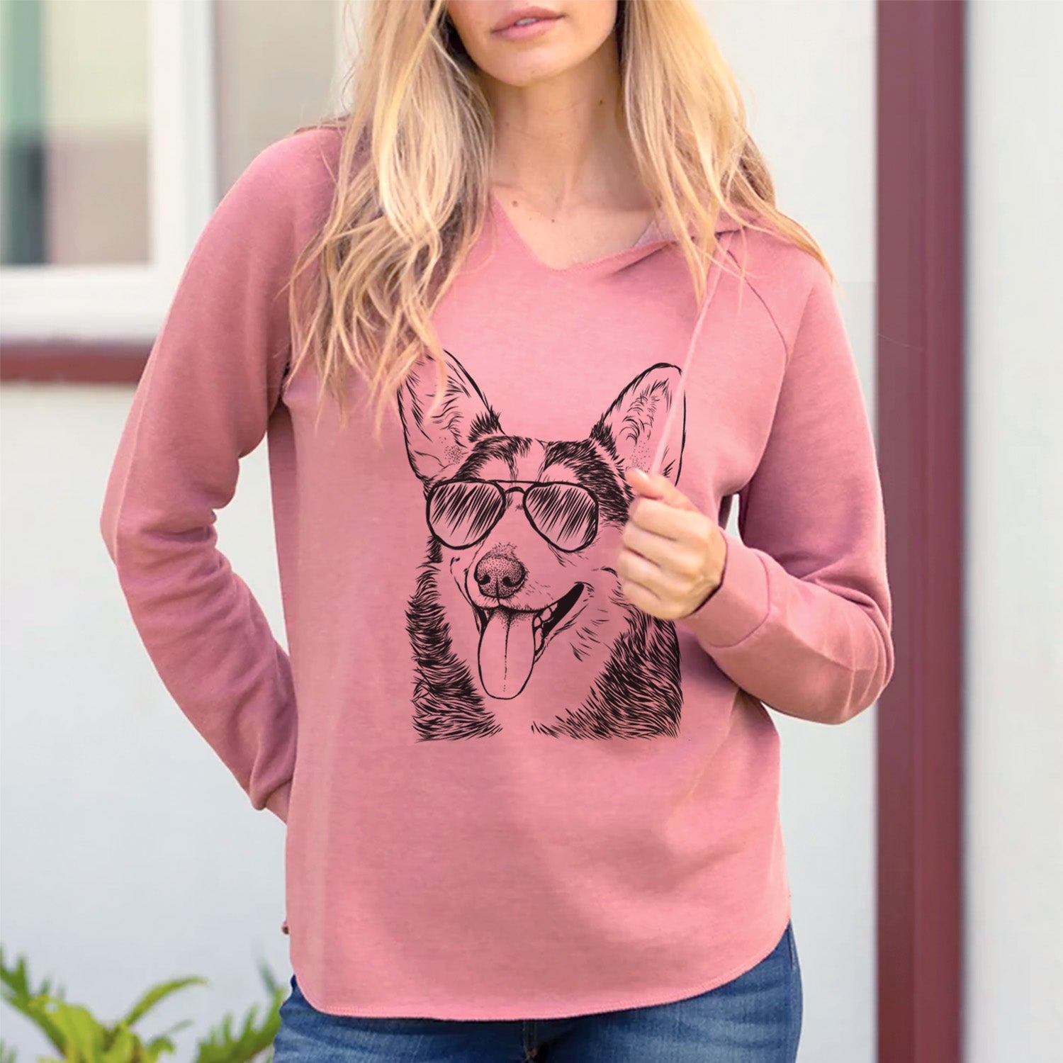 Aviator Darma the Corgi - Cali Wave Hooded Sweatshirt