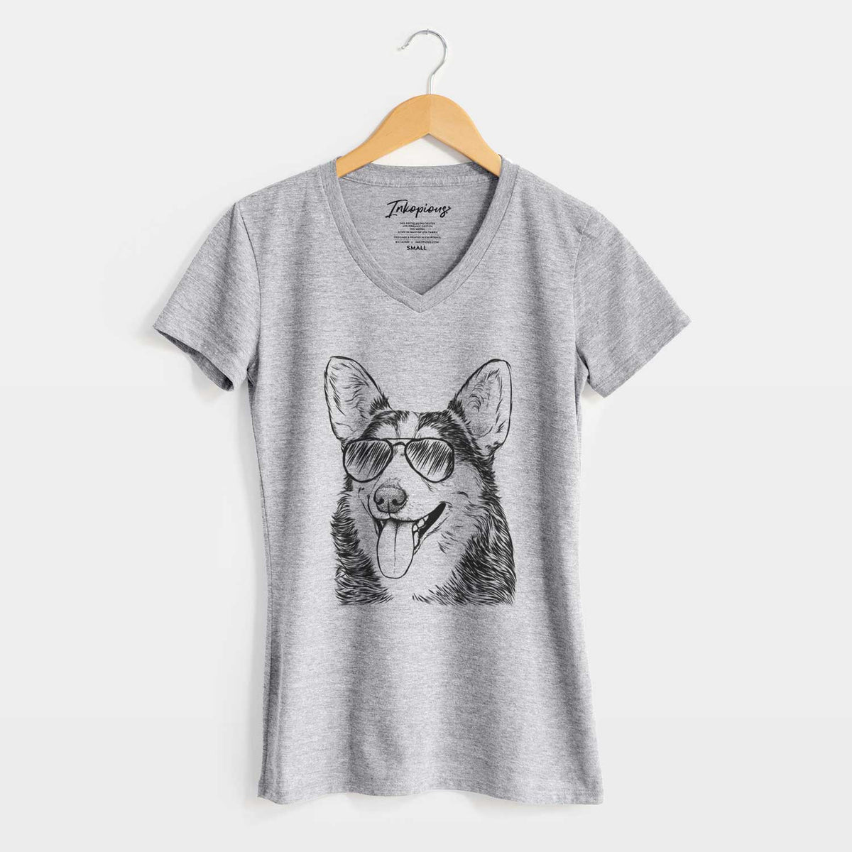 Aviator Darma the Corgi - Women's V-neck Shirt