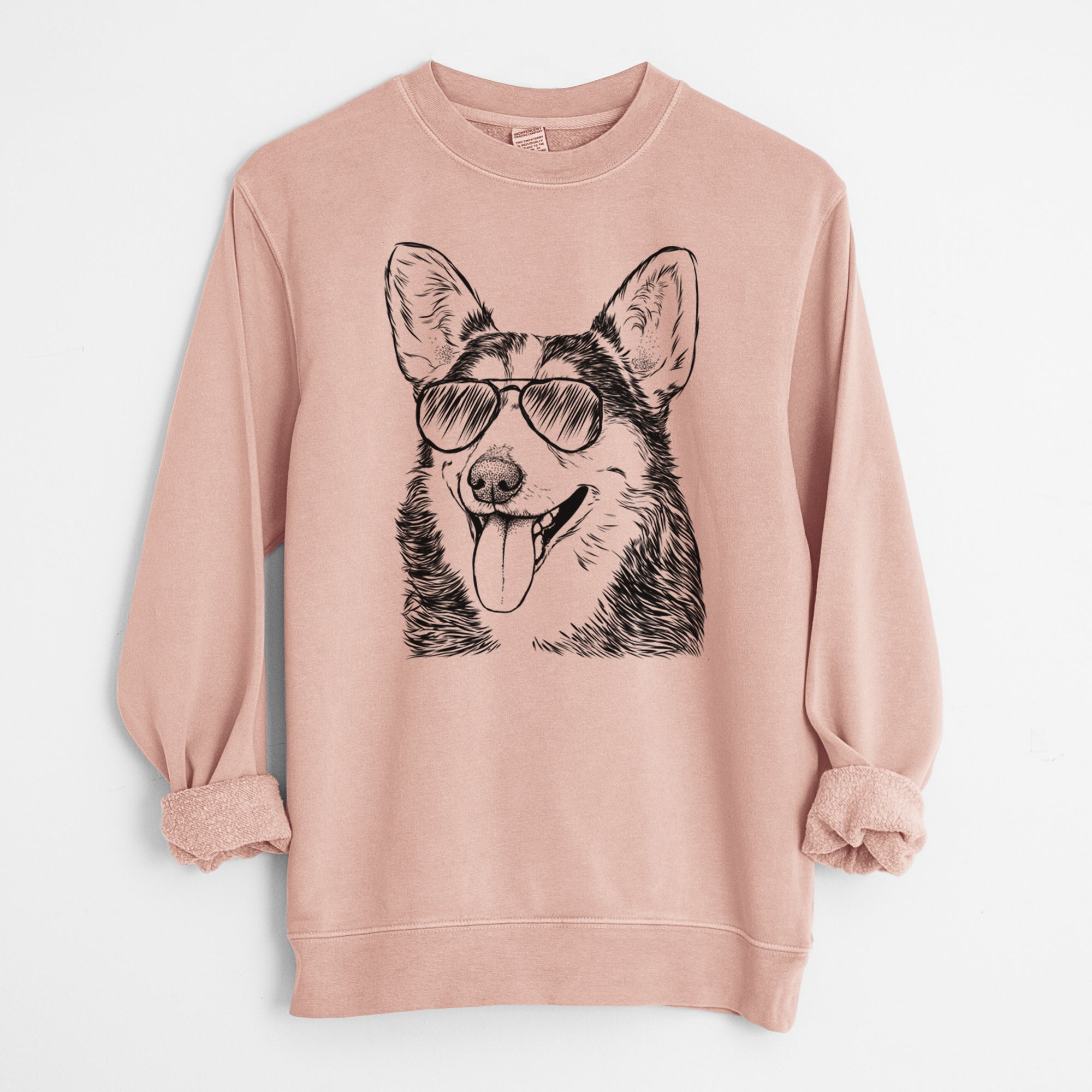 Aviator Darma the Corgi - Unisex Pigment Dyed Crew Sweatshirt