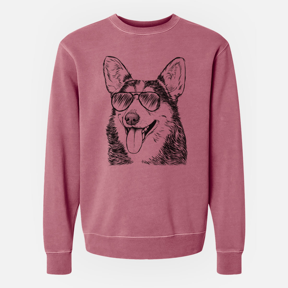 Aviator Darma the Corgi - Unisex Pigment Dyed Crew Sweatshirt
