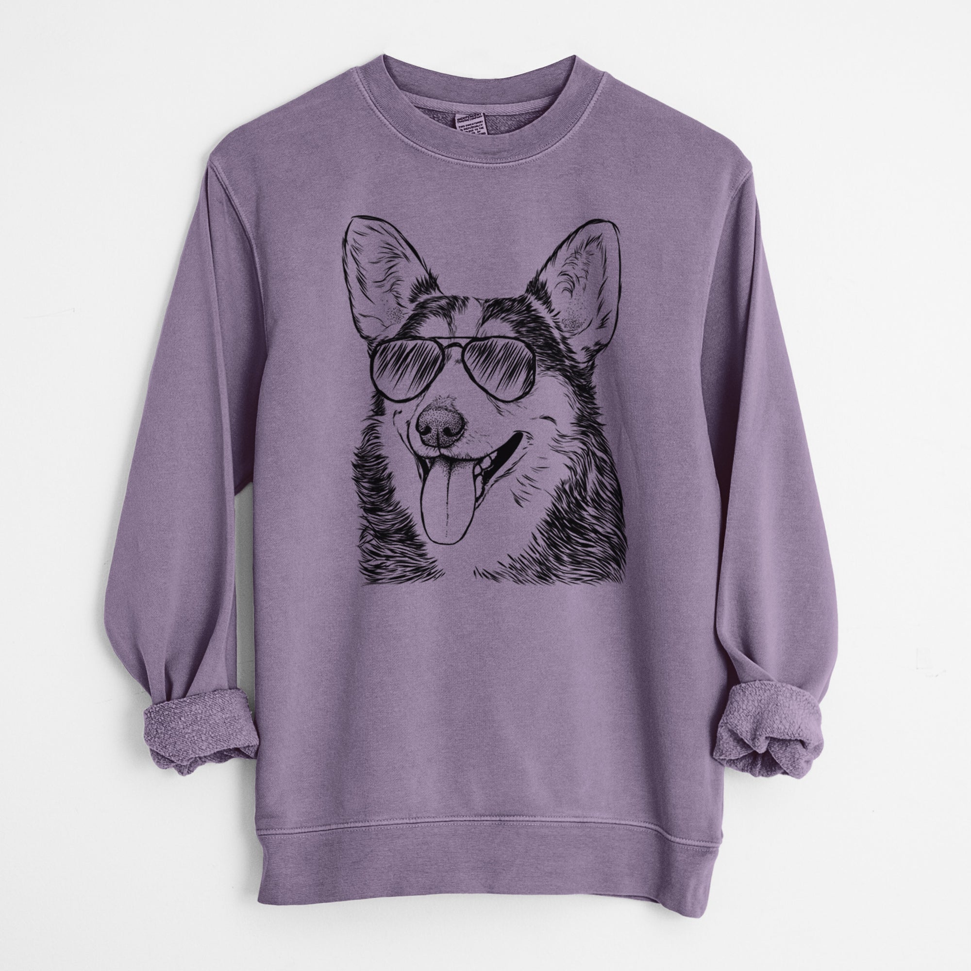 Aviator Darma the Corgi - Unisex Pigment Dyed Crew Sweatshirt