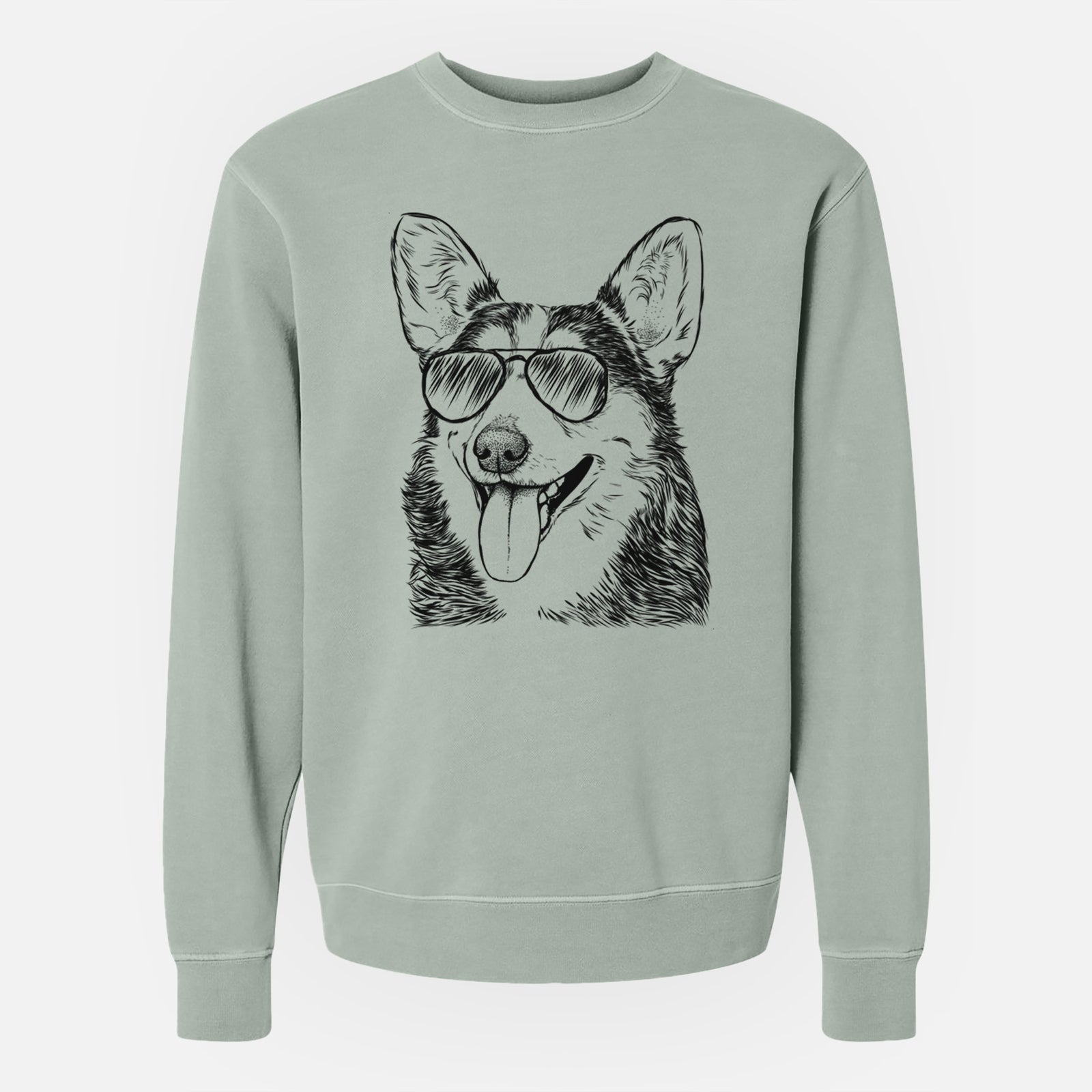 Aviator Darma the Corgi - Unisex Pigment Dyed Crew Sweatshirt