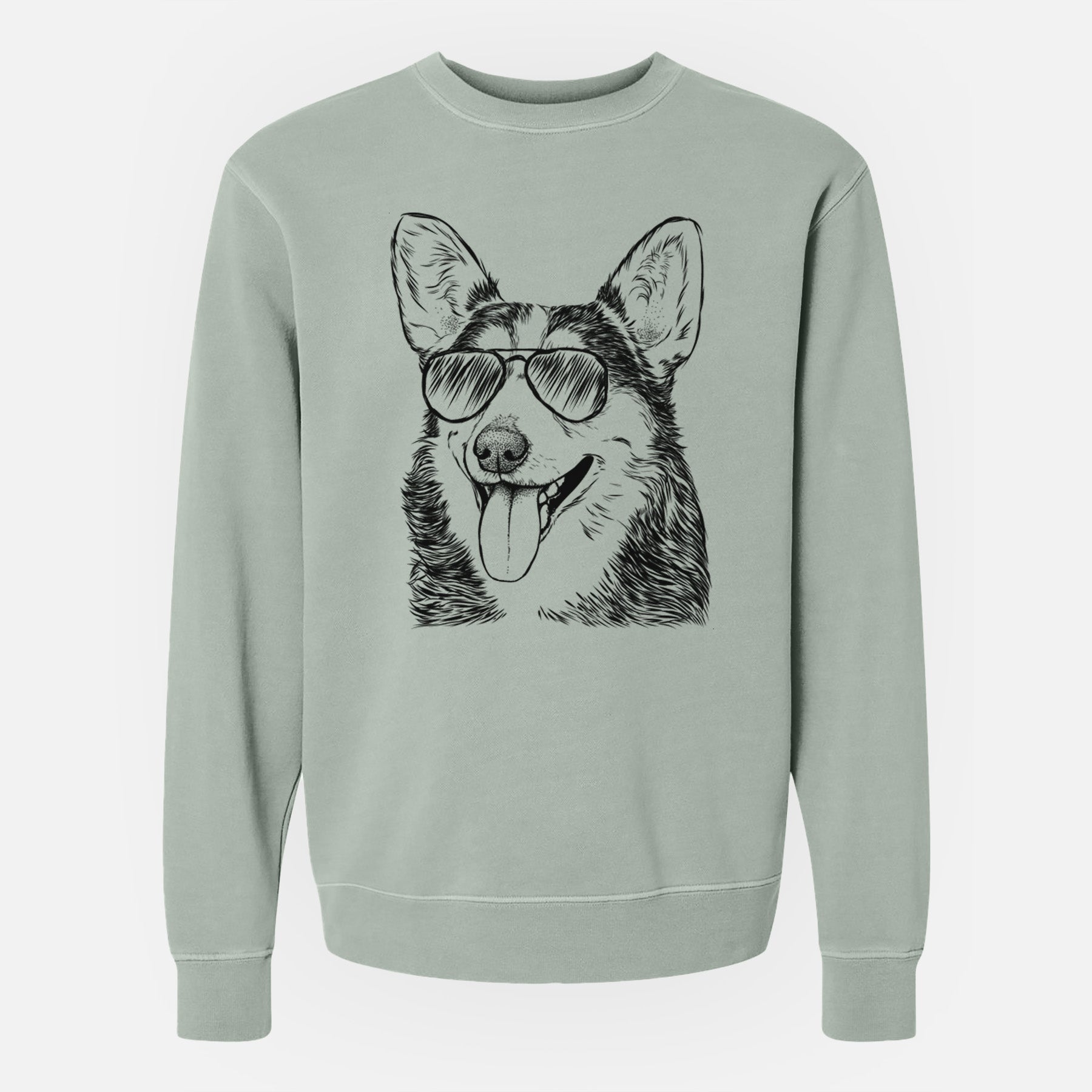 Aviator Darma the Corgi - Unisex Pigment Dyed Crew Sweatshirt