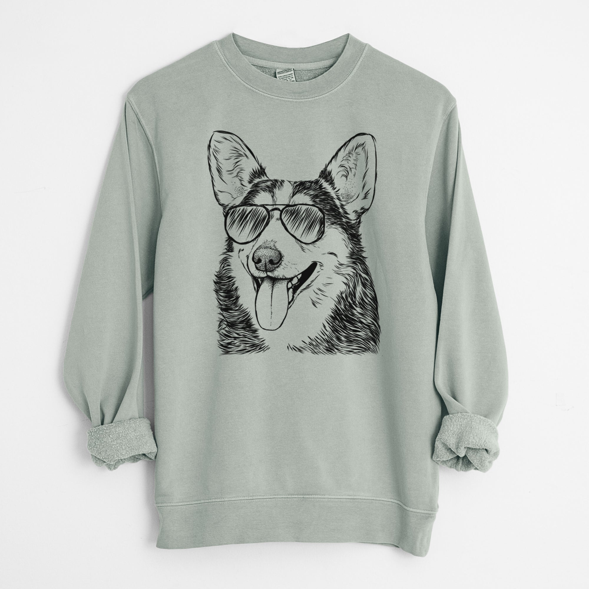 Aviator Darma the Corgi - Unisex Pigment Dyed Crew Sweatshirt