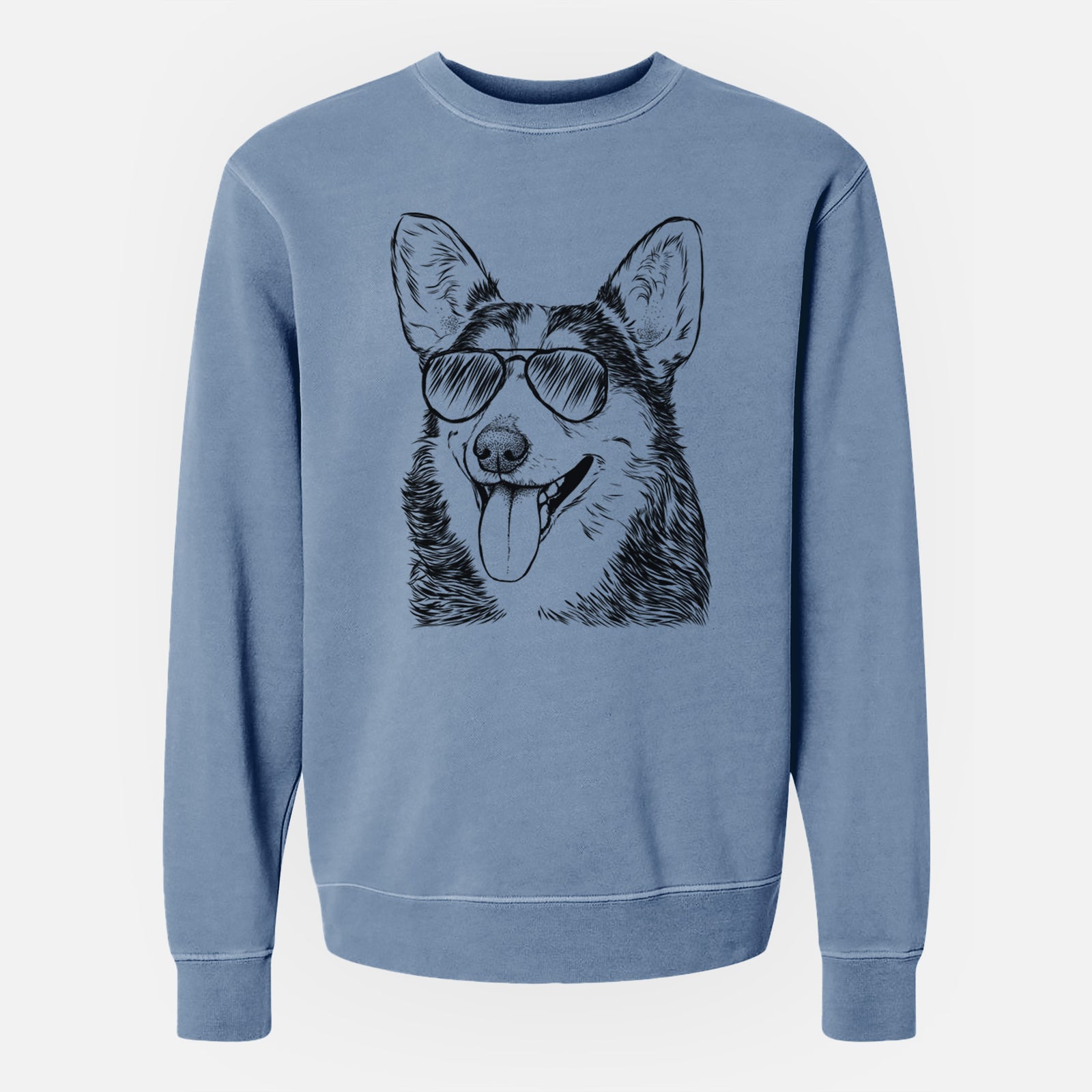 Aviator Darma the Corgi - Unisex Pigment Dyed Crew Sweatshirt