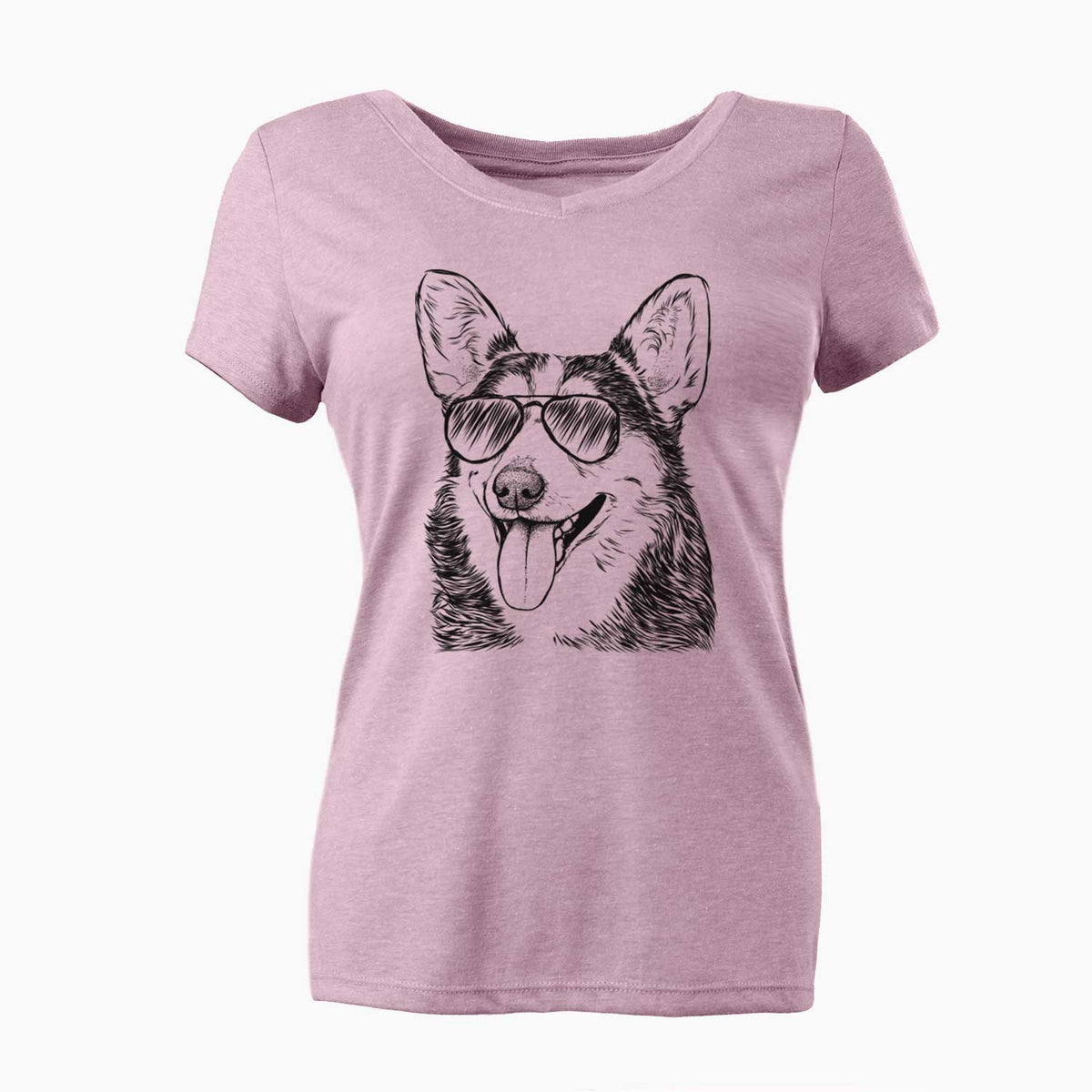 Aviator Darma the Corgi - Women's V-neck Shirt