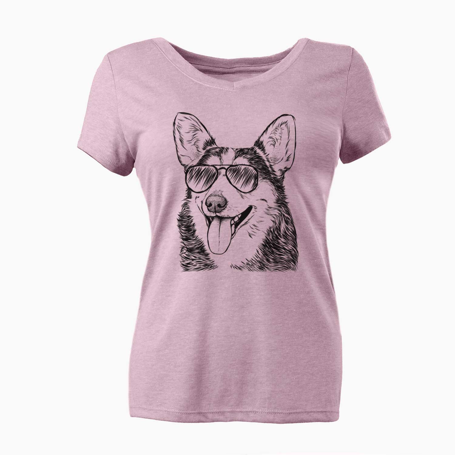 Aviator Darma the Corgi - Women's V-neck Shirt