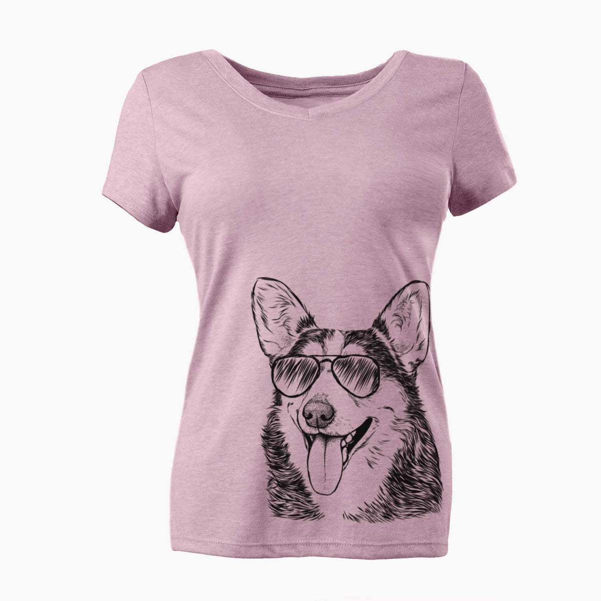 Aviator Darma the Corgi - Women's V-neck Shirt