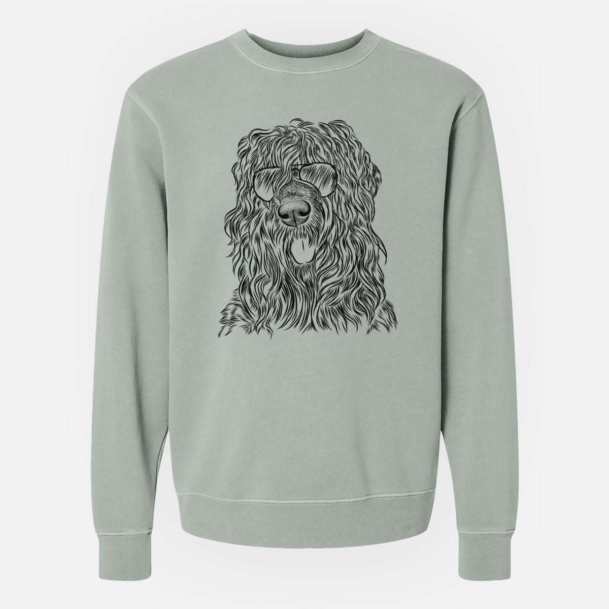 Aviator Darryl the Black Russian Terrier - Unisex Pigment Dyed Crew Sweatshirt