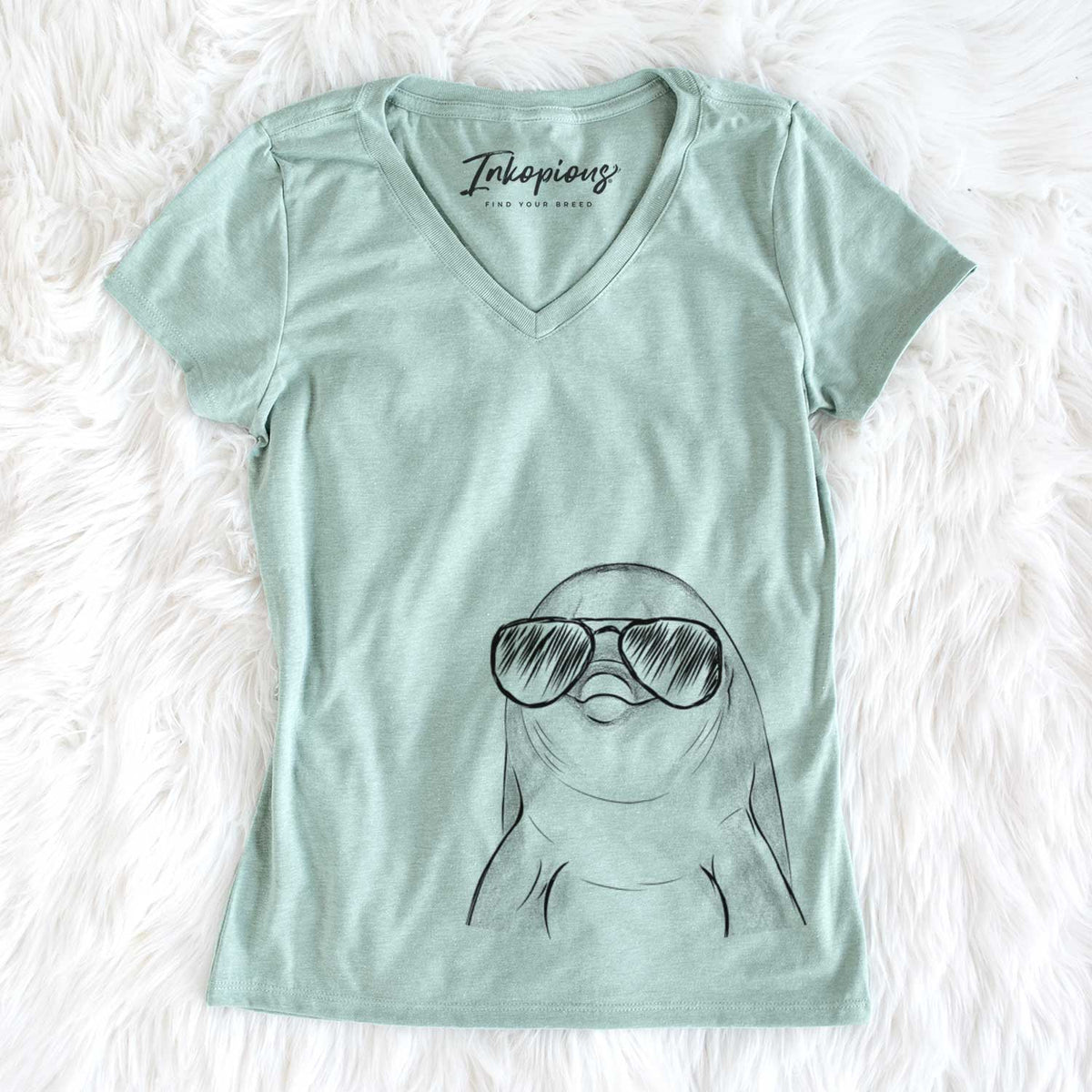 Aviator Dave the Dolphin - Women's V-neck Shirt