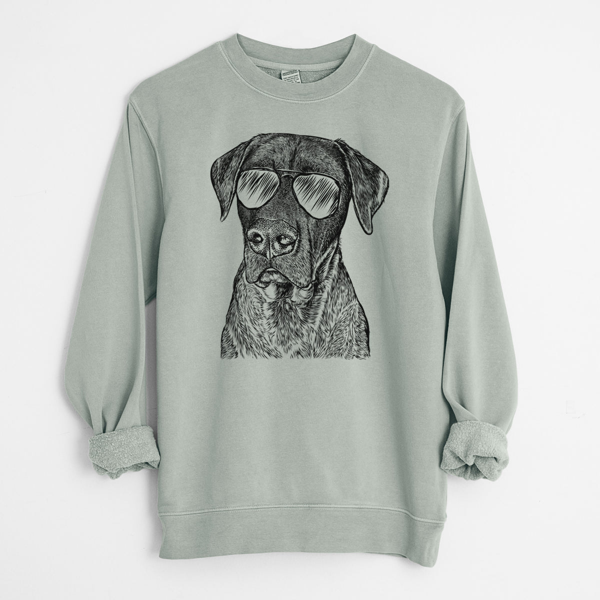 Aviator David the Boxador - Unisex Pigment Dyed Crew Sweatshirt
