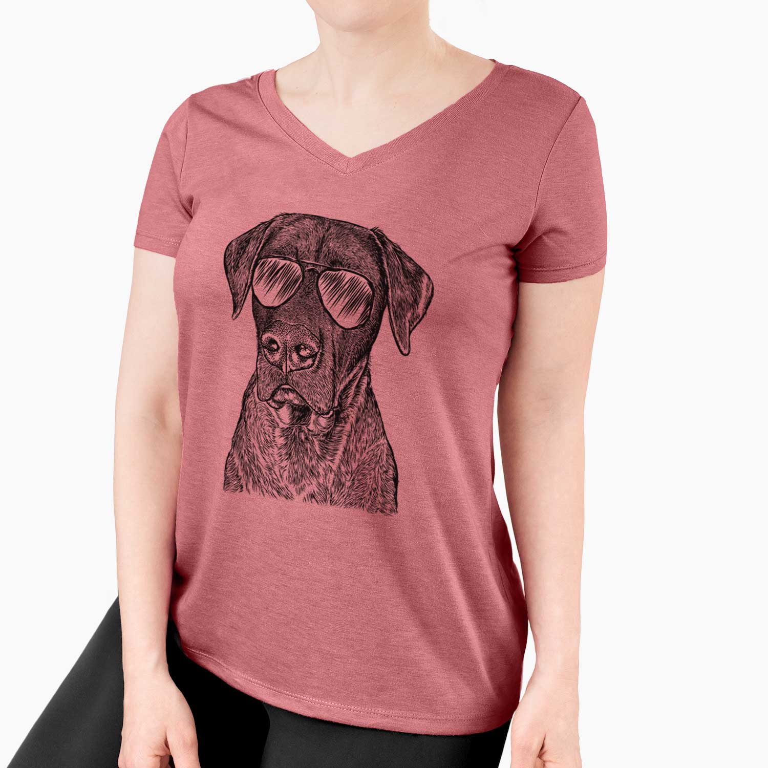 Aviator David the Boxador - Women's V-neck Shirt