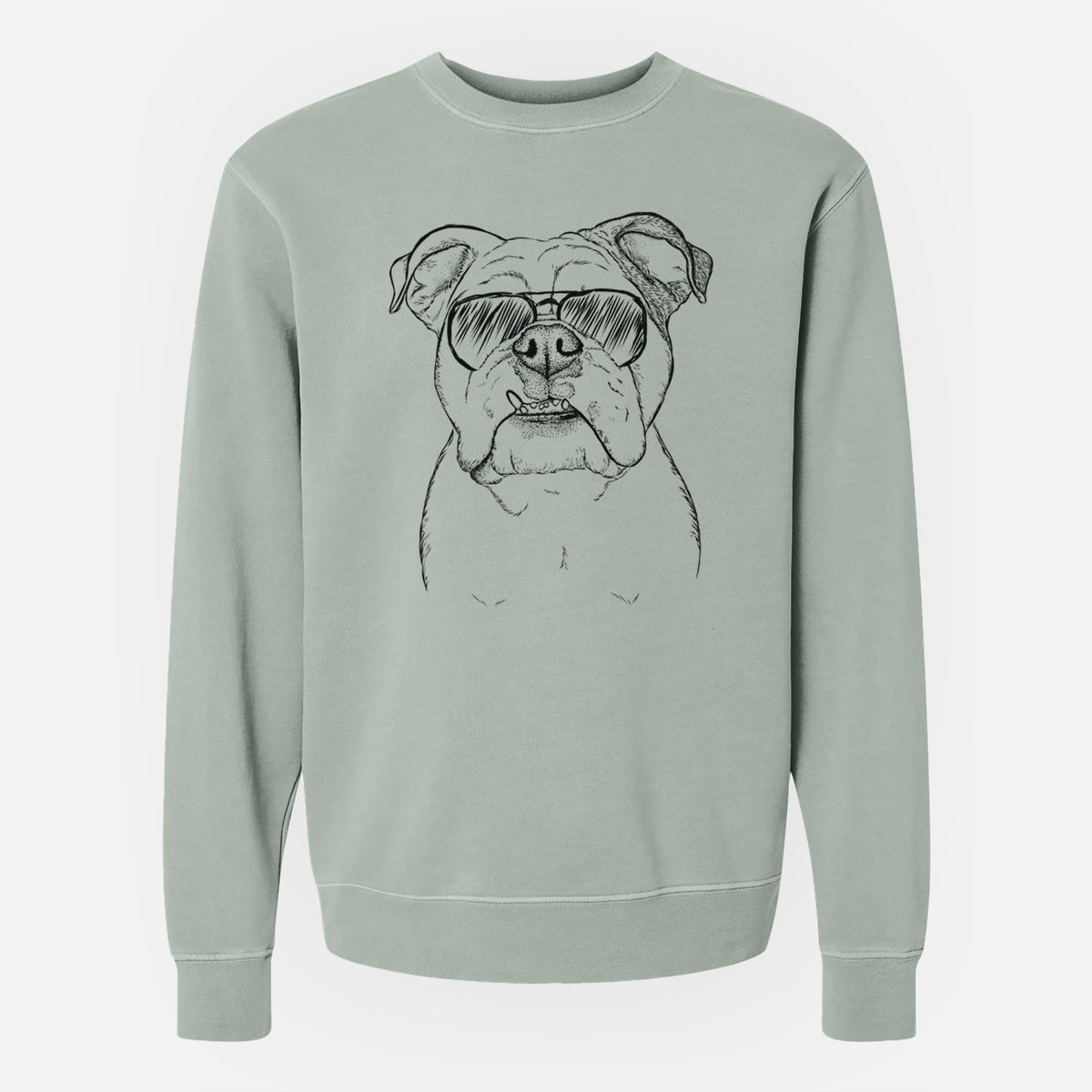 Aviator Dazy the English Bulldog - Unisex Pigment Dyed Crew Sweatshirt