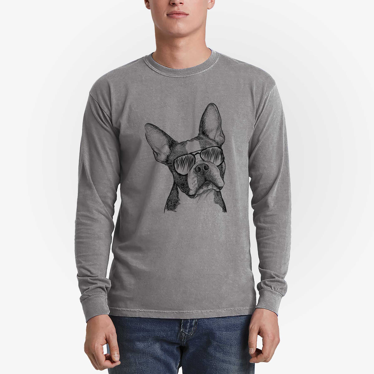 Aviators Dee Dee the Boston Terrier - Heavyweight 100% Cotton Long Sleeve