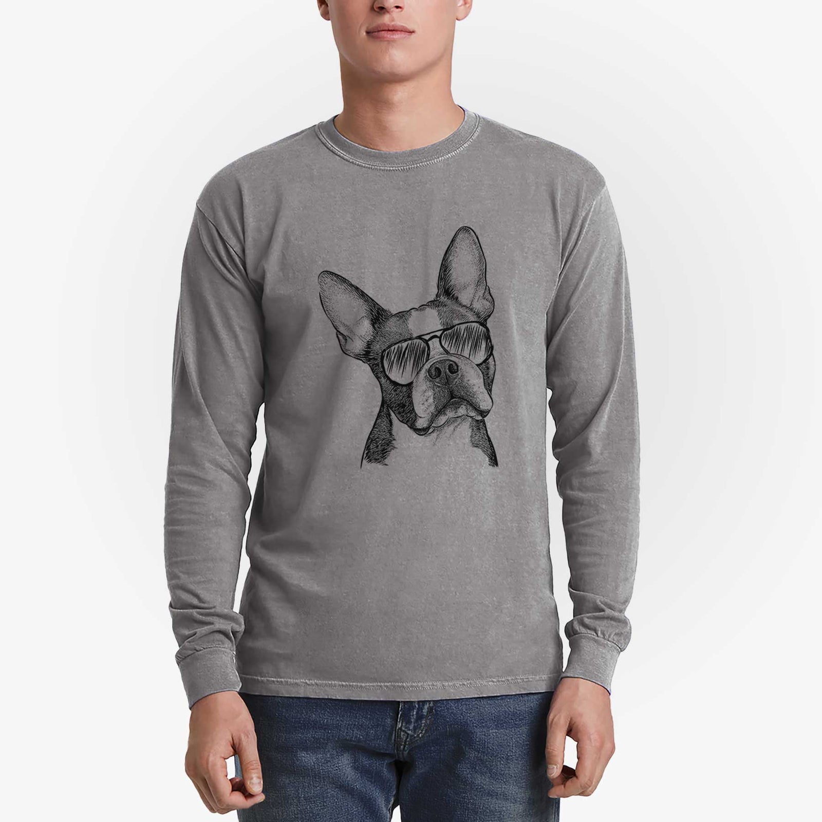 Aviators Dee Dee the Boston Terrier - Heavyweight 100% Cotton Long Sleeve