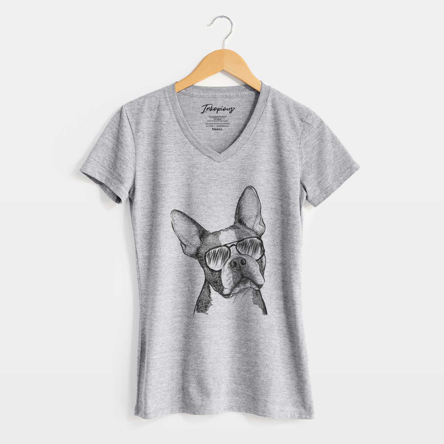 Aviator Dee Dee the Boston Terrier - Women's V-neck Shirt