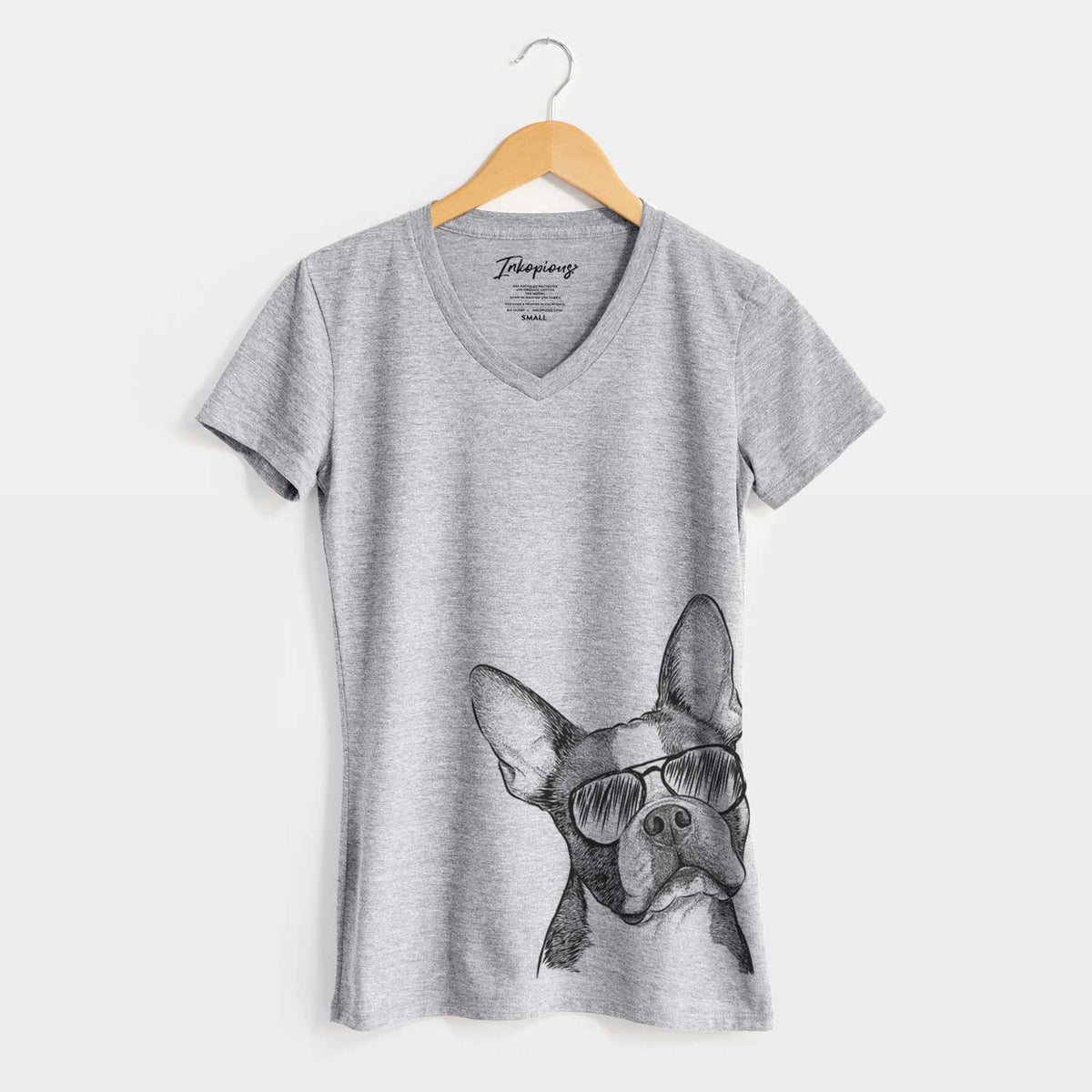 Aviator Dee Dee the Boston Terrier - Women&#39;s V-neck Shirt