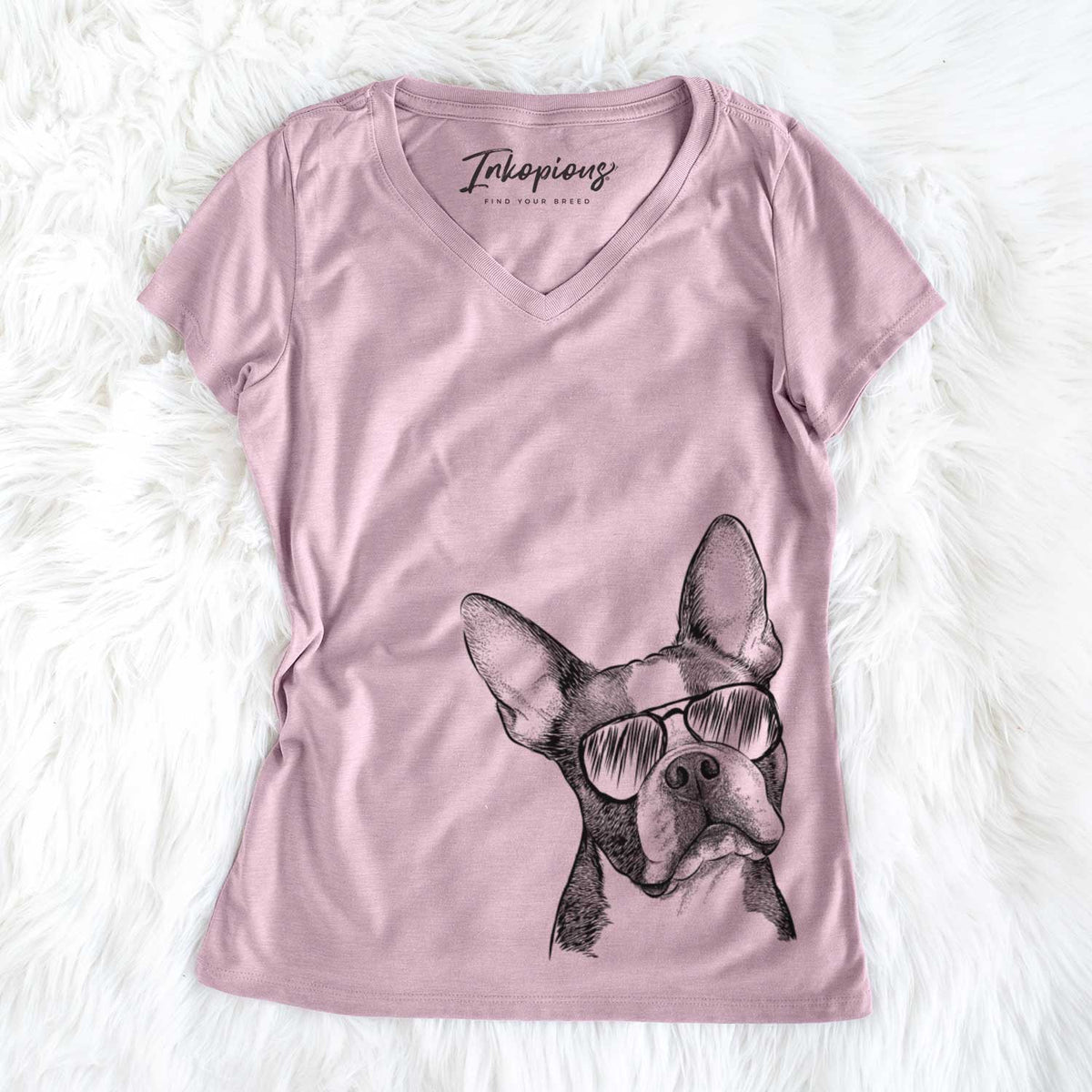 Dee Dee the Boston Terrier - Women's V-neck Shirt
