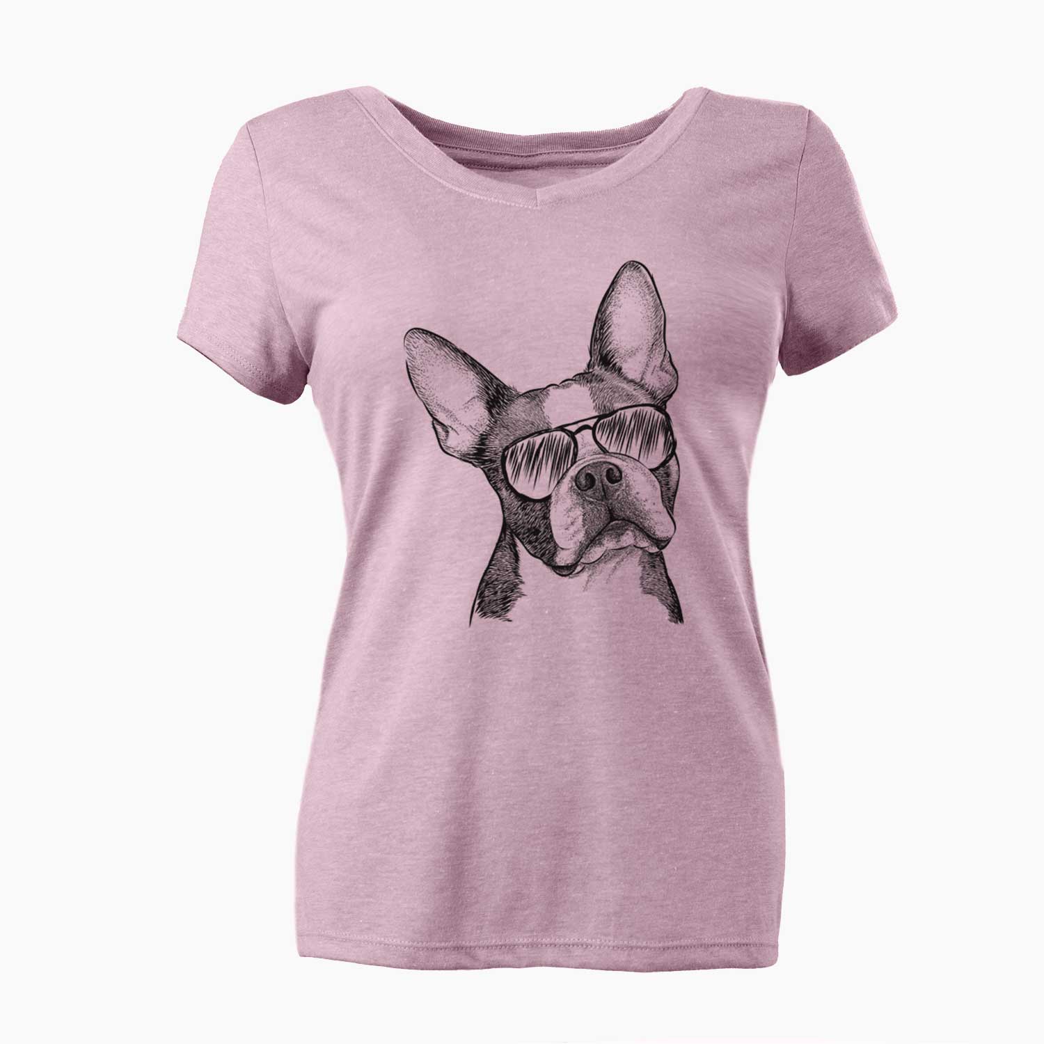 Aviator Dee Dee the Boston Terrier - Women's V-neck Shirt