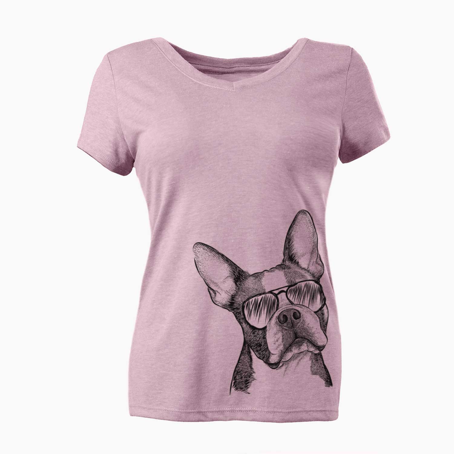 Aviator Dee Dee the Boston Terrier - Women's V-neck Shirt