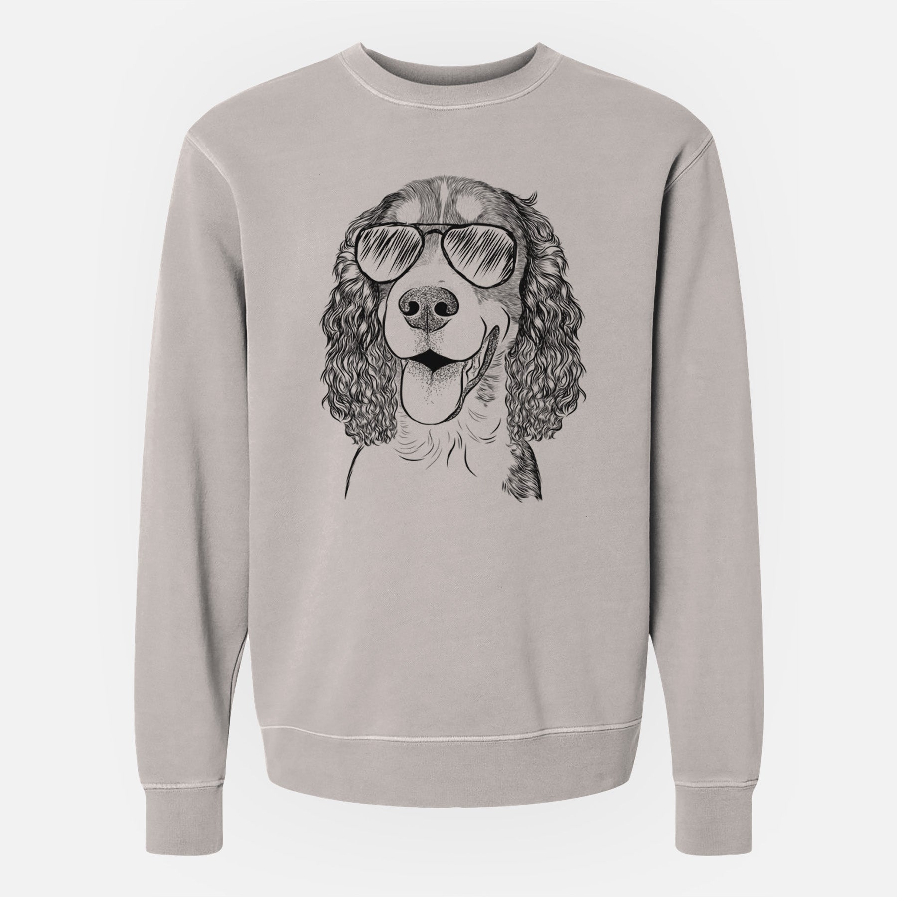 Aviator Delilah the English Springer Spaniel - Unisex Pigment Dyed Crew Sweatshirt