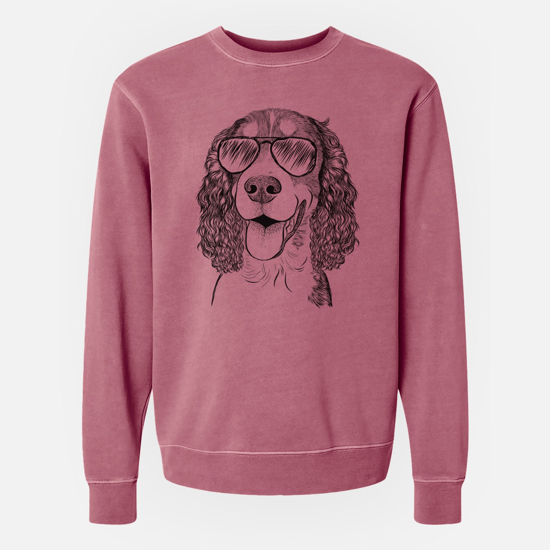 Aviator Delilah the English Springer Spaniel - Unisex Pigment Dyed Crew Sweatshirt