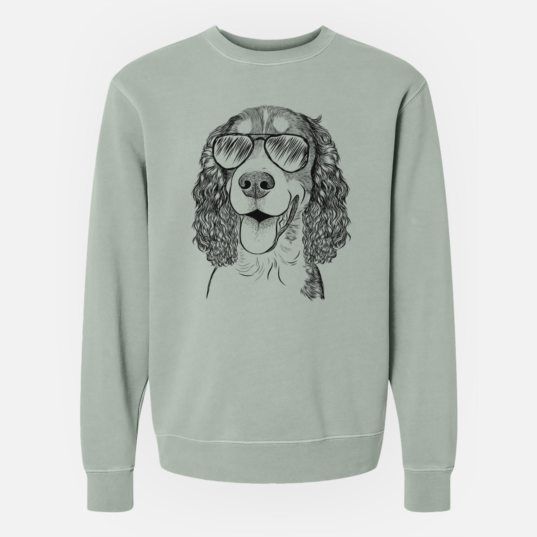 Aviator Delilah the English Springer Spaniel - Unisex Pigment Dyed Crew Sweatshirt