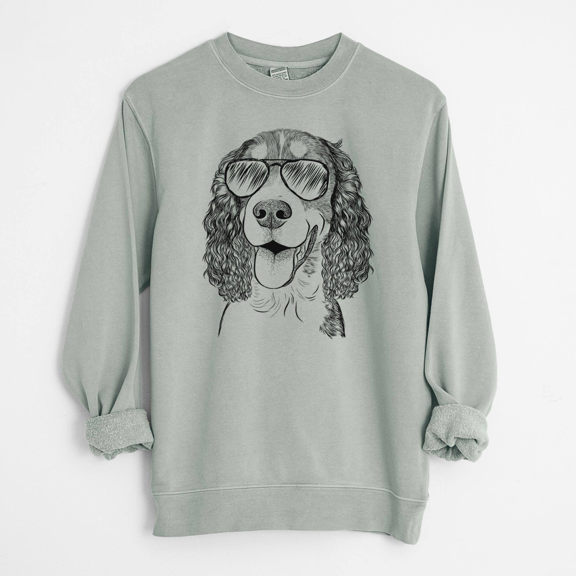 Aviator Delilah the English Springer Spaniel - Unisex Pigment Dyed Crew Sweatshirt