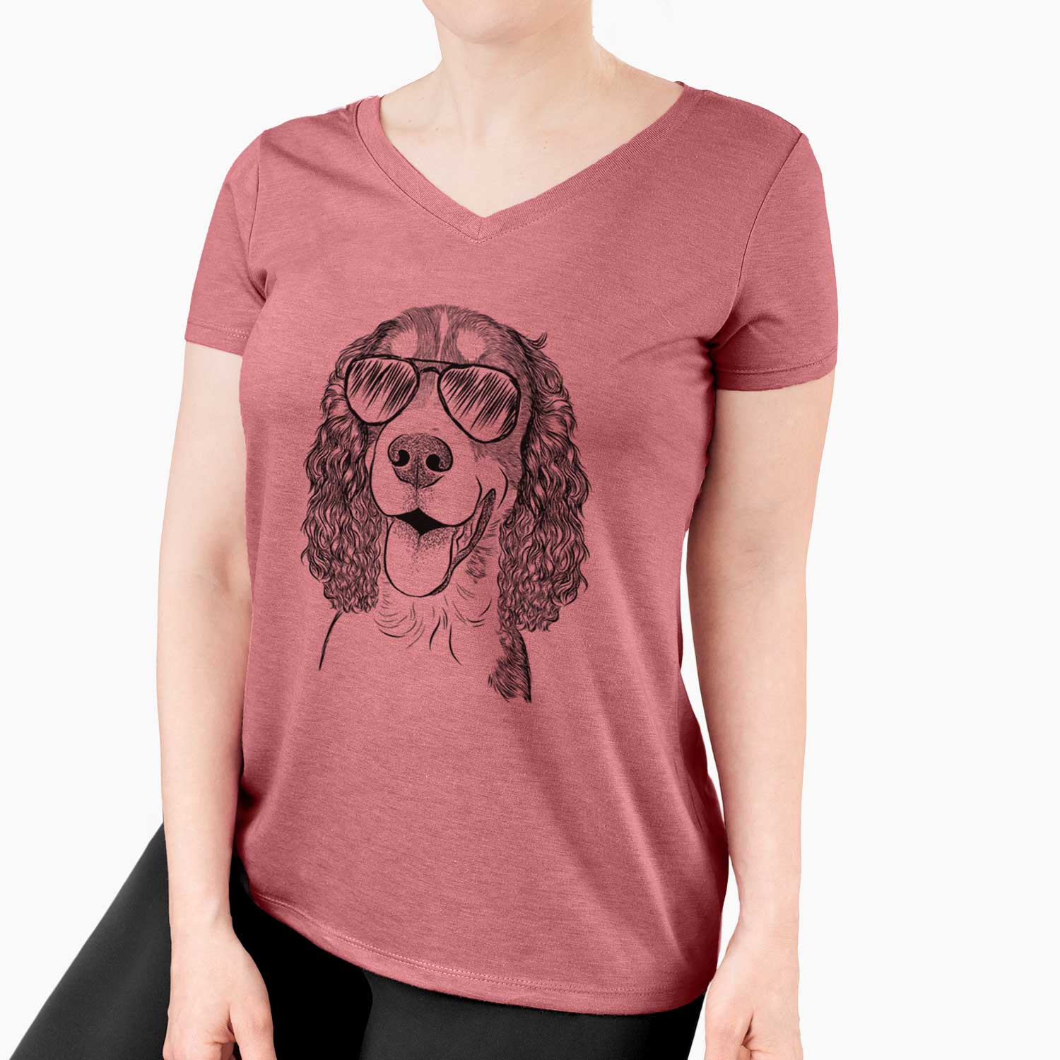 Aviator Delilah the English Springer Spaniel - Women's V-neck Shirt