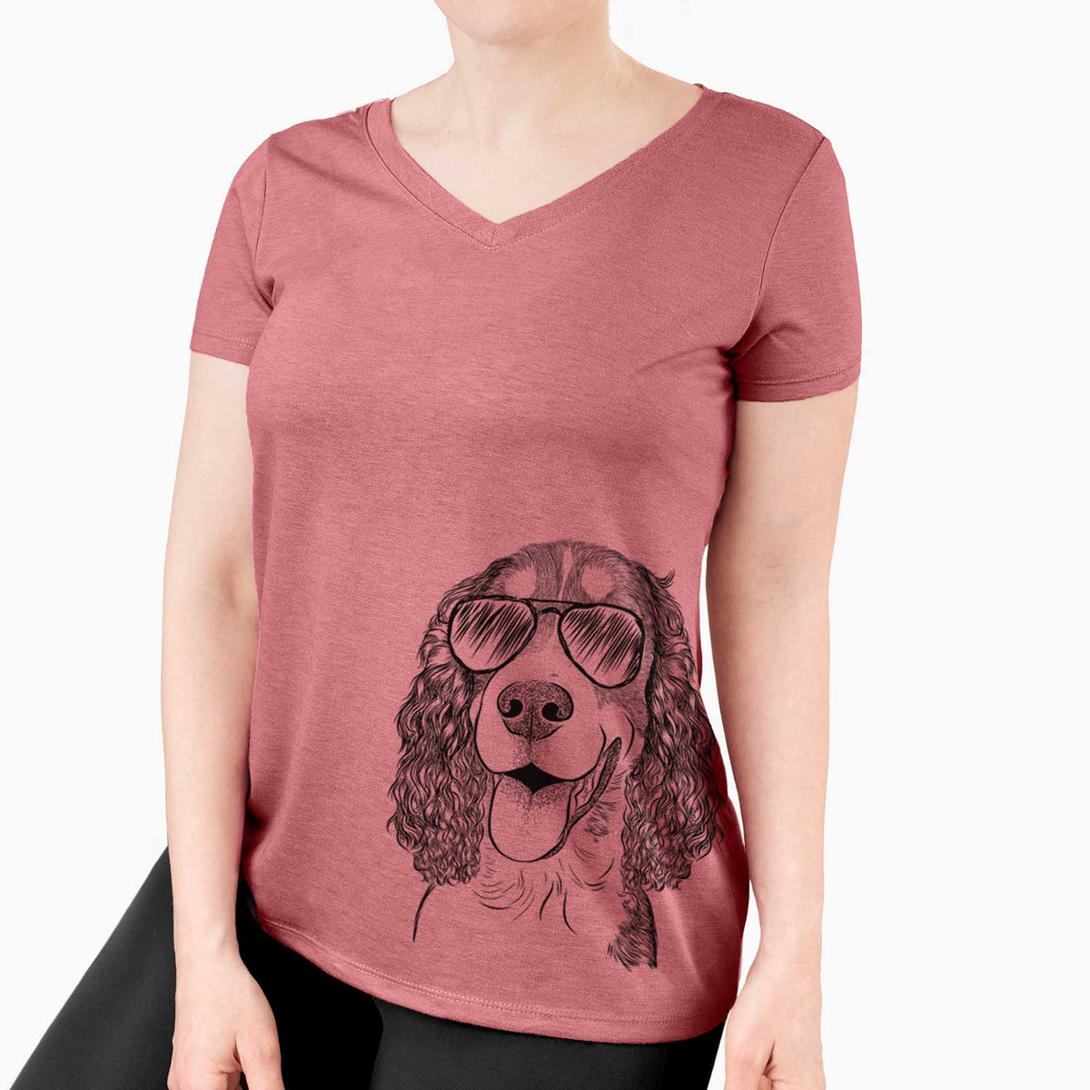 Aviator Delilah the English Springer Spaniel - Women's V-neck Shirt