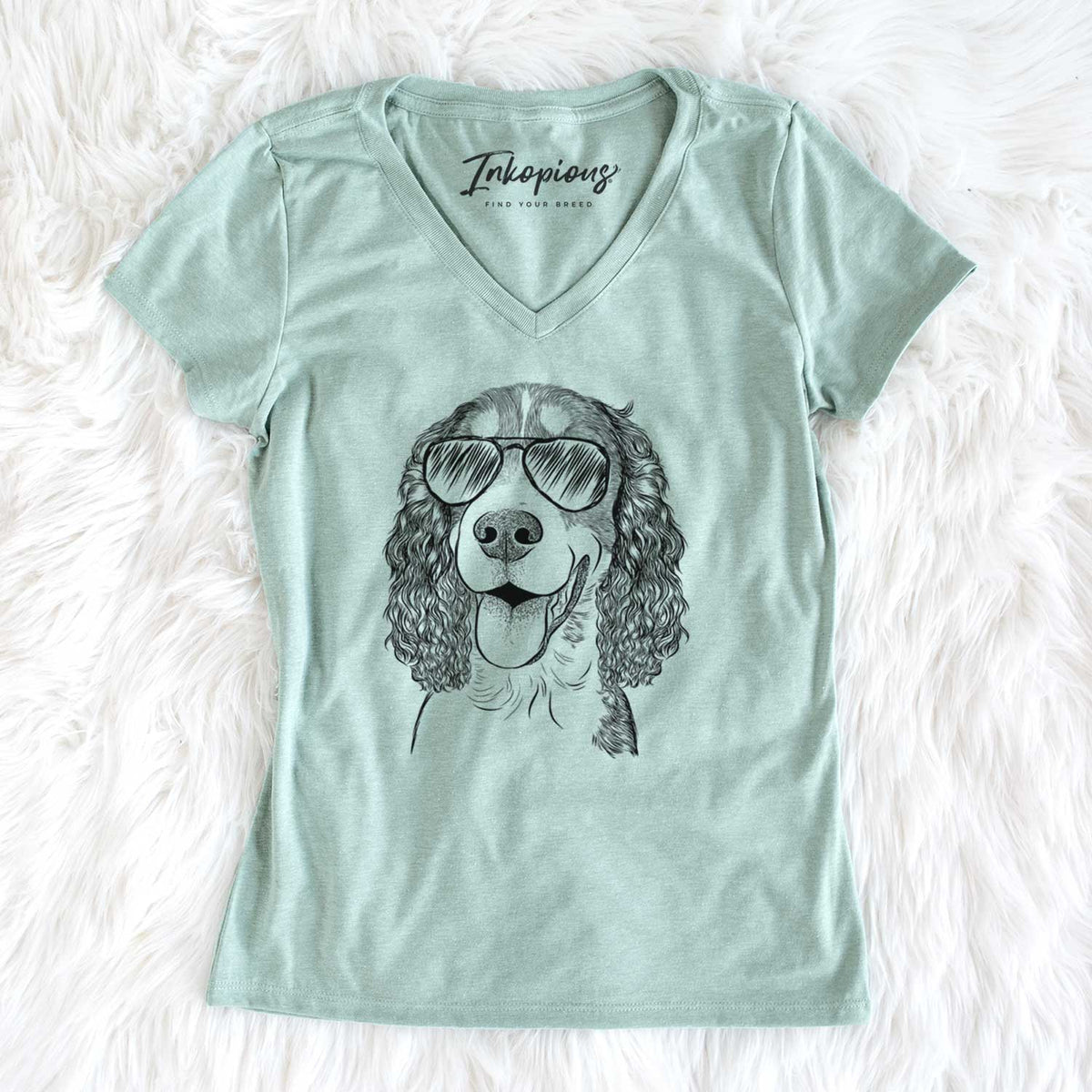 Aviator Delilah the English Springer Spaniel - Women's V-neck Shirt