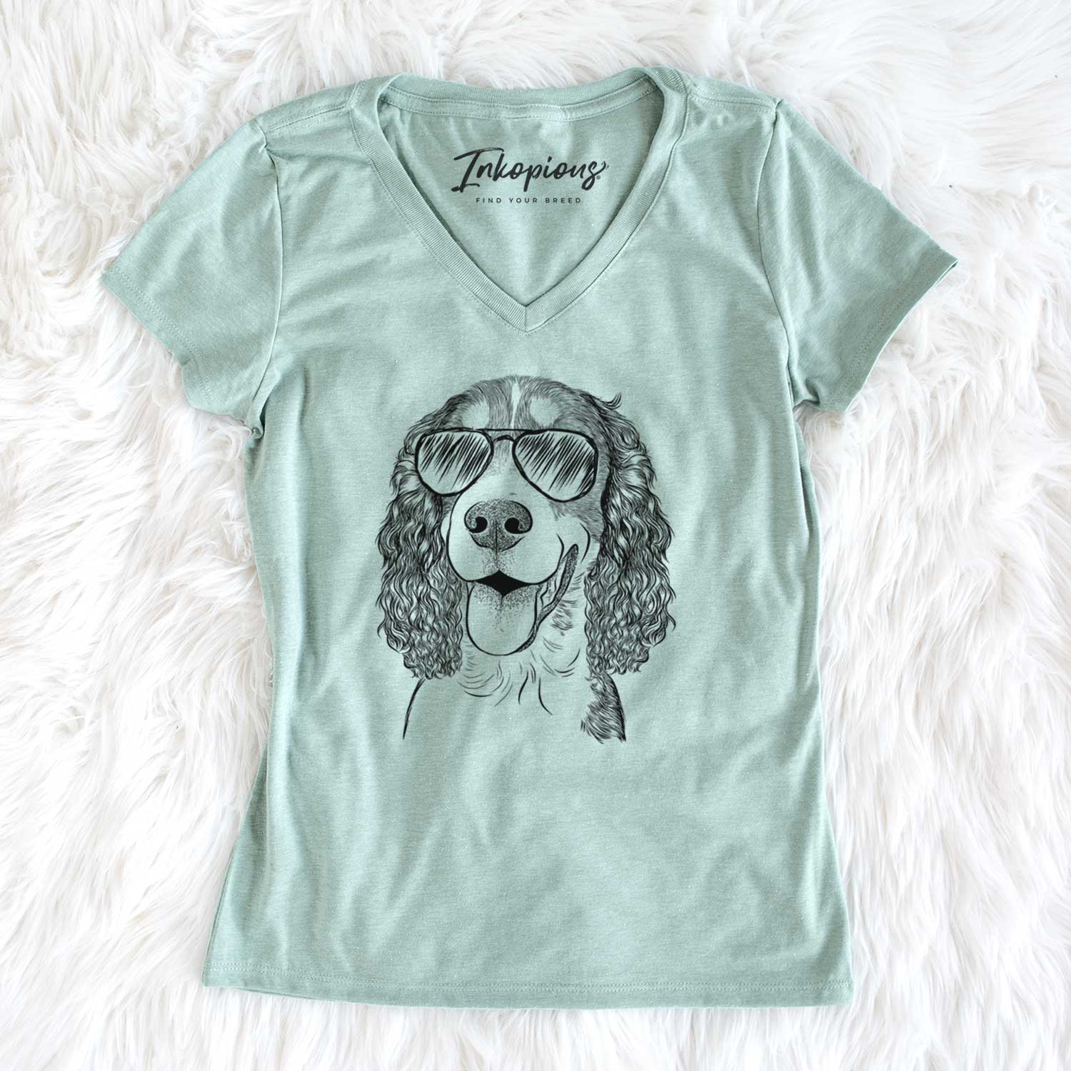 Aviator Delilah the English Springer Spaniel - Women's V-neck Shirt