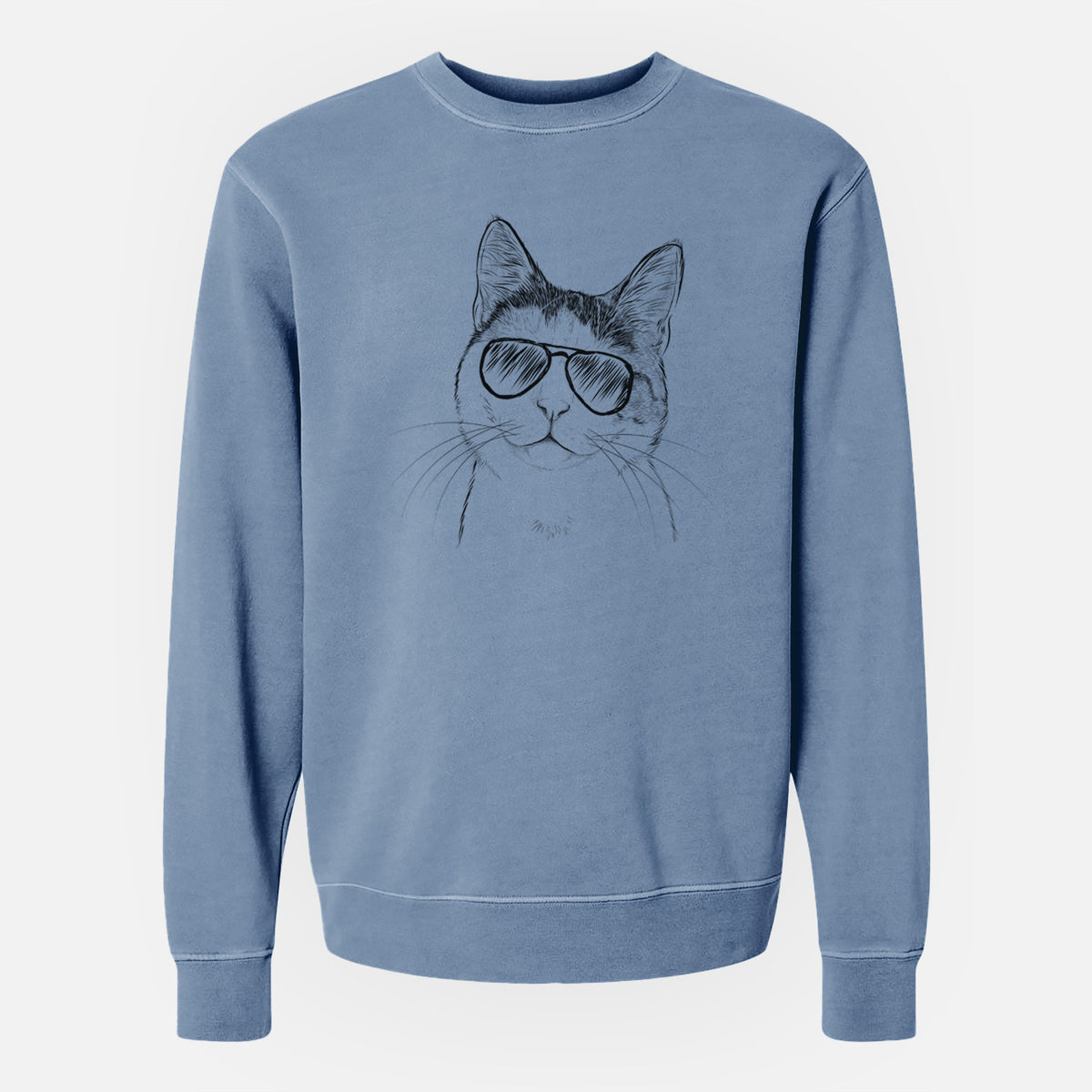 Aviator Denver the Calico Cat - Unisex Pigment Dyed Crew Sweatshirt