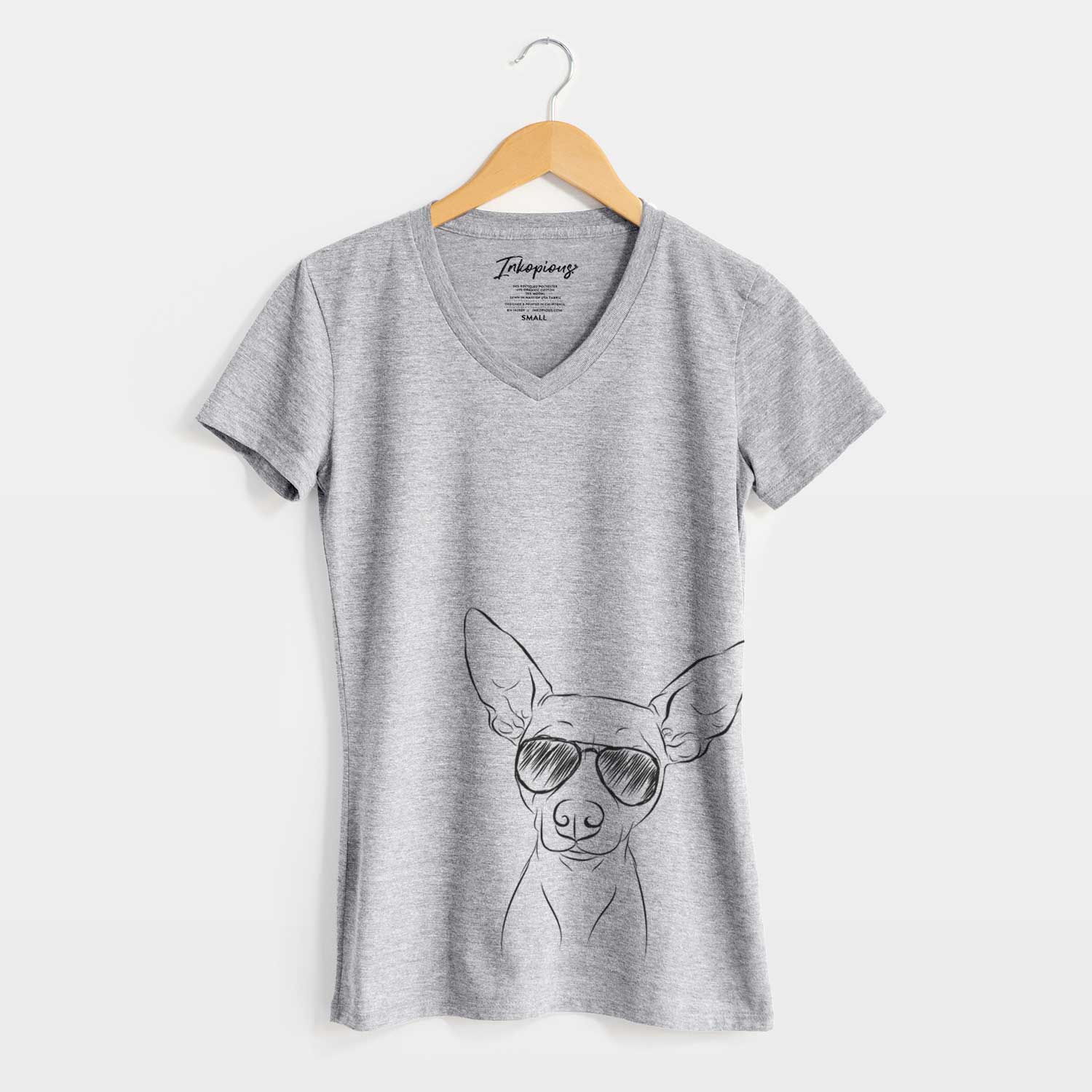 Aviator Desi the American Hairless Terrier - Women's V-neck Shirt