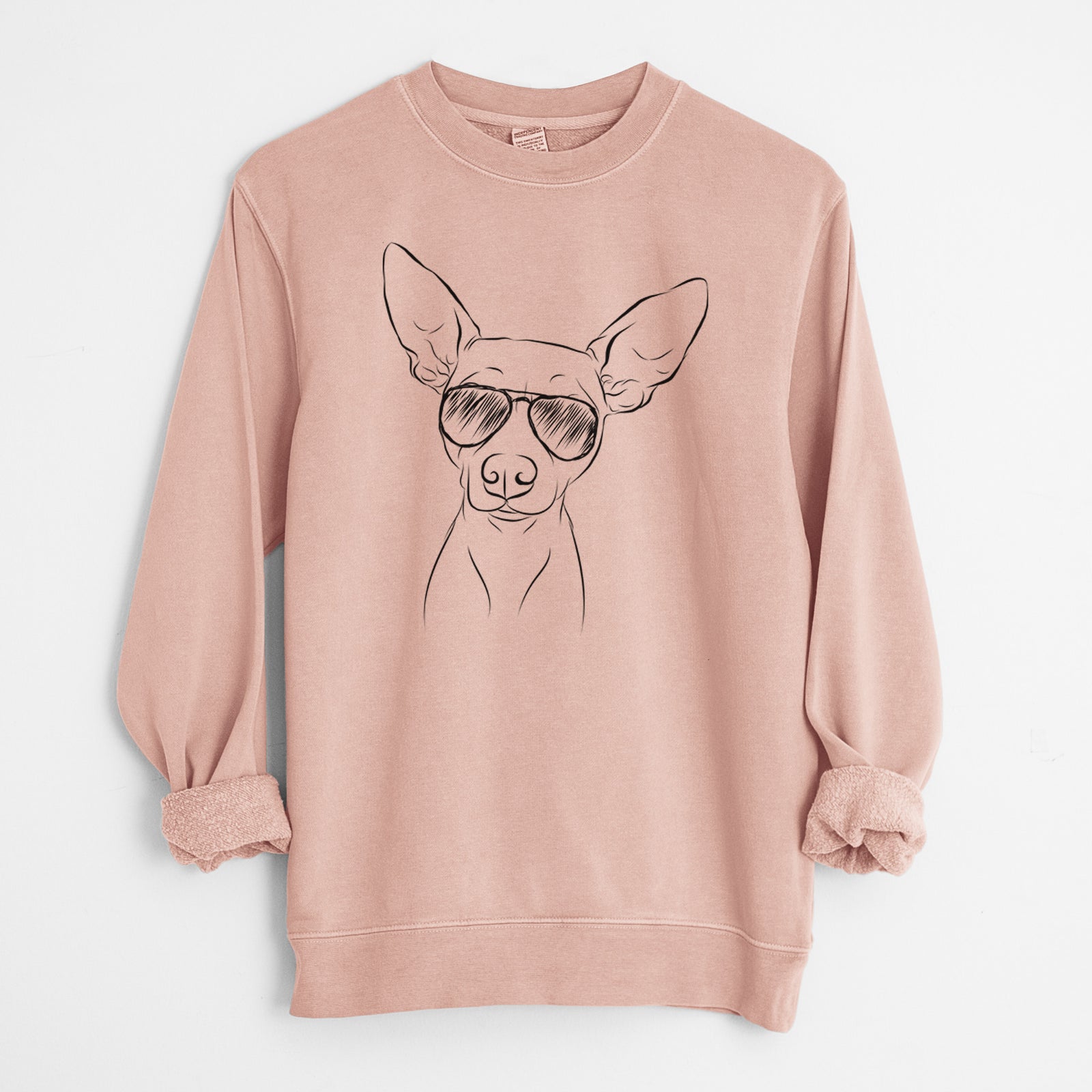 Aviator Desi the American Hairless Terrier - Unisex Pigment Dyed Crew Sweatshirt