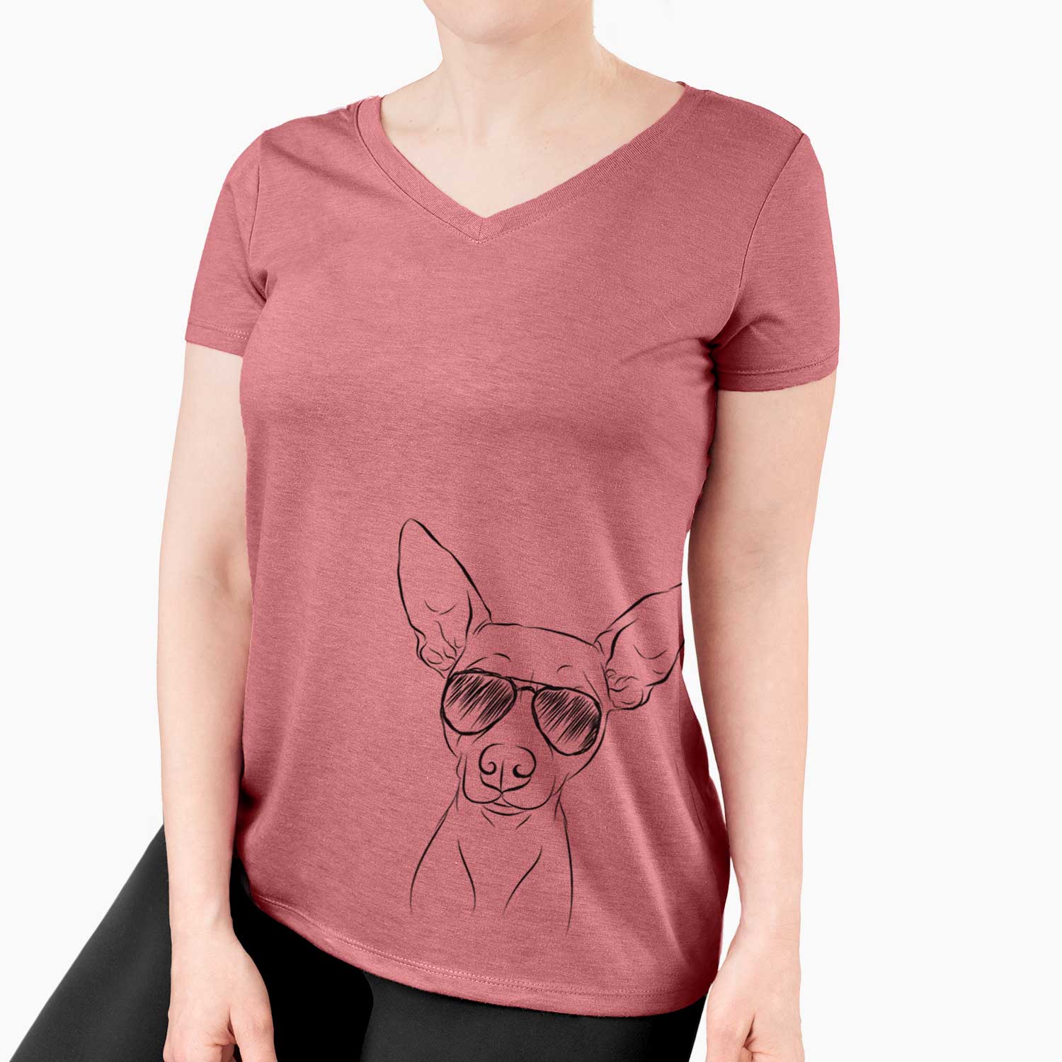 Aviator Desi the American Hairless Terrier - Women's V-neck Shirt